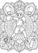 Boxen Mandalas Ausmalbilder – Sport – 15 Malvorlagen – Materialseite 3
