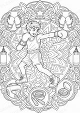 Boxen Mandalas Ausmalbilder – Sport – 15 Malvorlagen – Materialseite 12