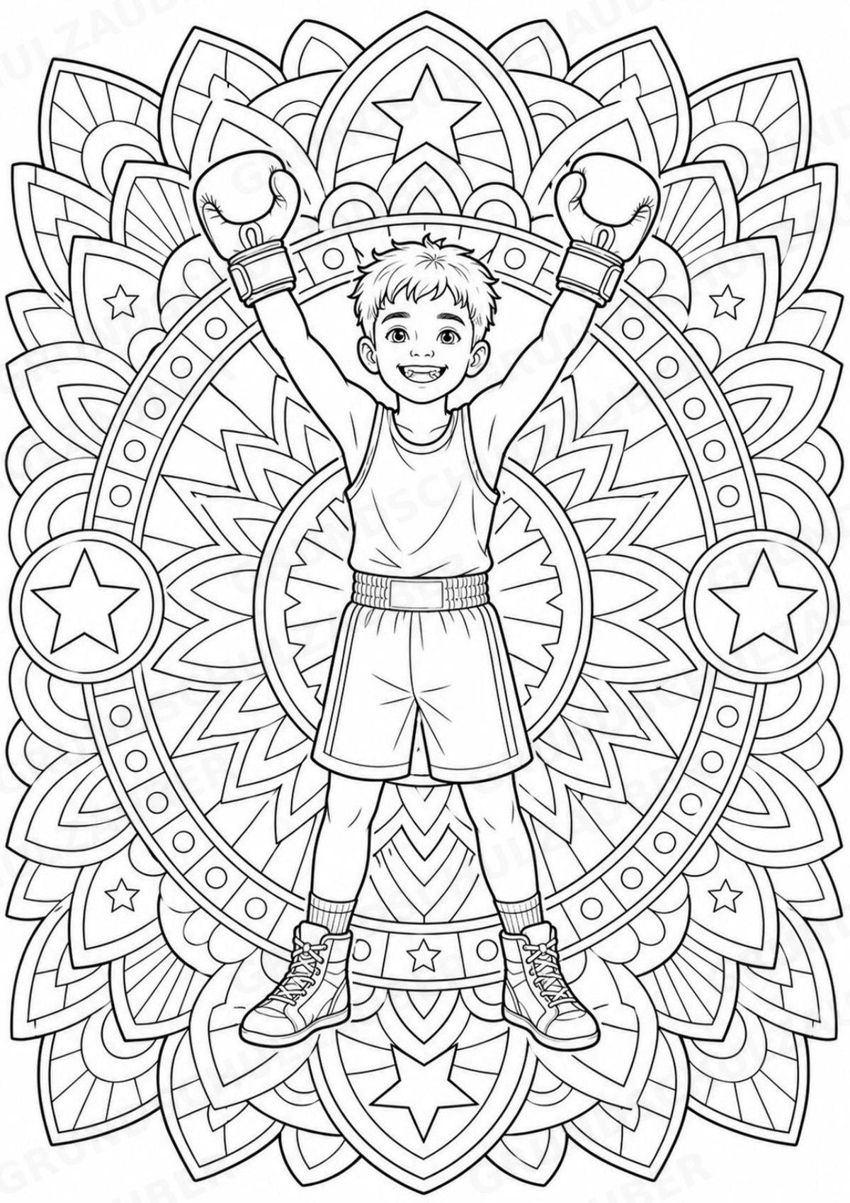 Boxen Mandalas Ausmalbilder – Sport – 15 Malvorlagen – Materialseite 14