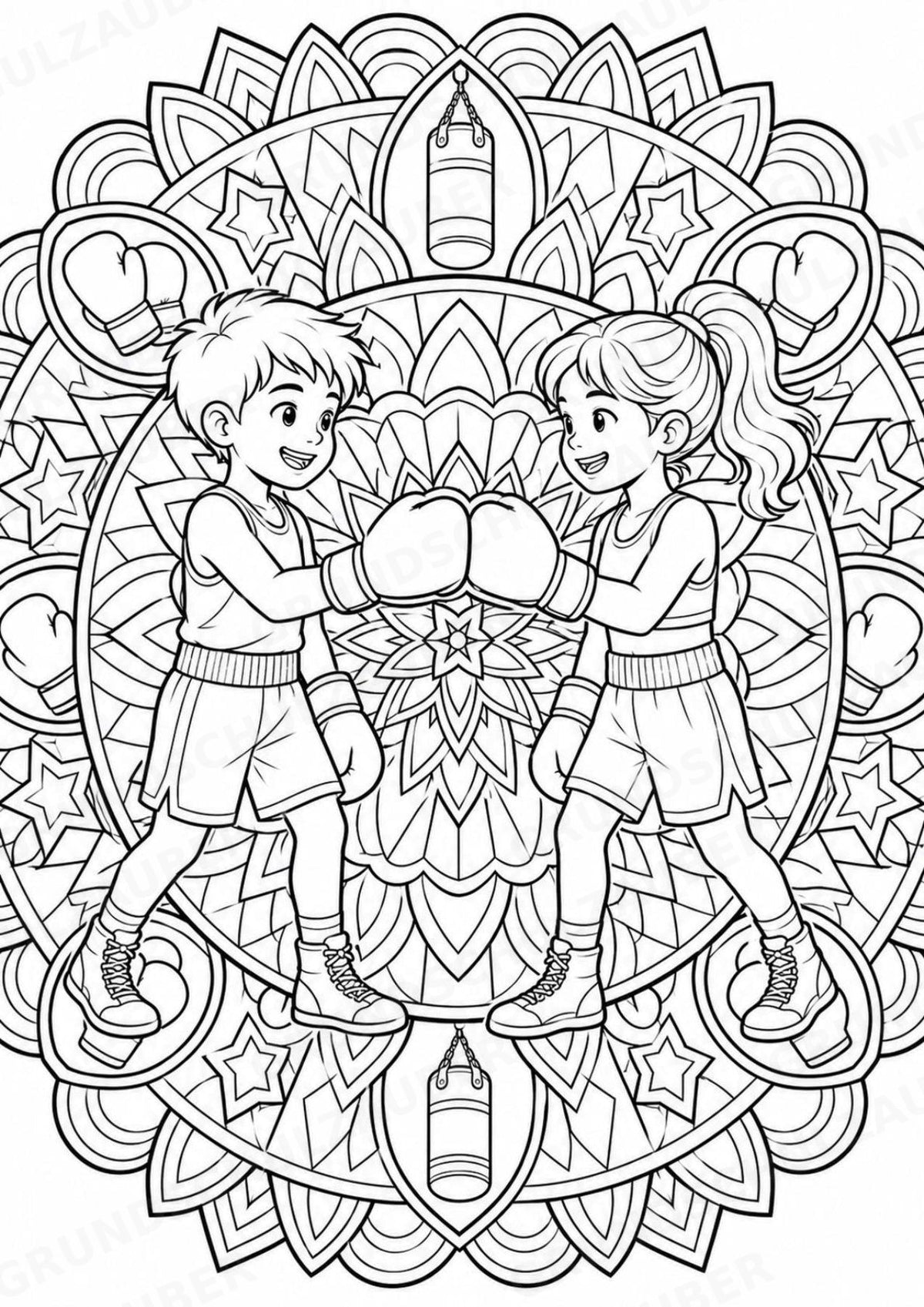 Boxen Mandalas Ausmalbilder – Sport – 15 Malvorlagen – Materialseite 15