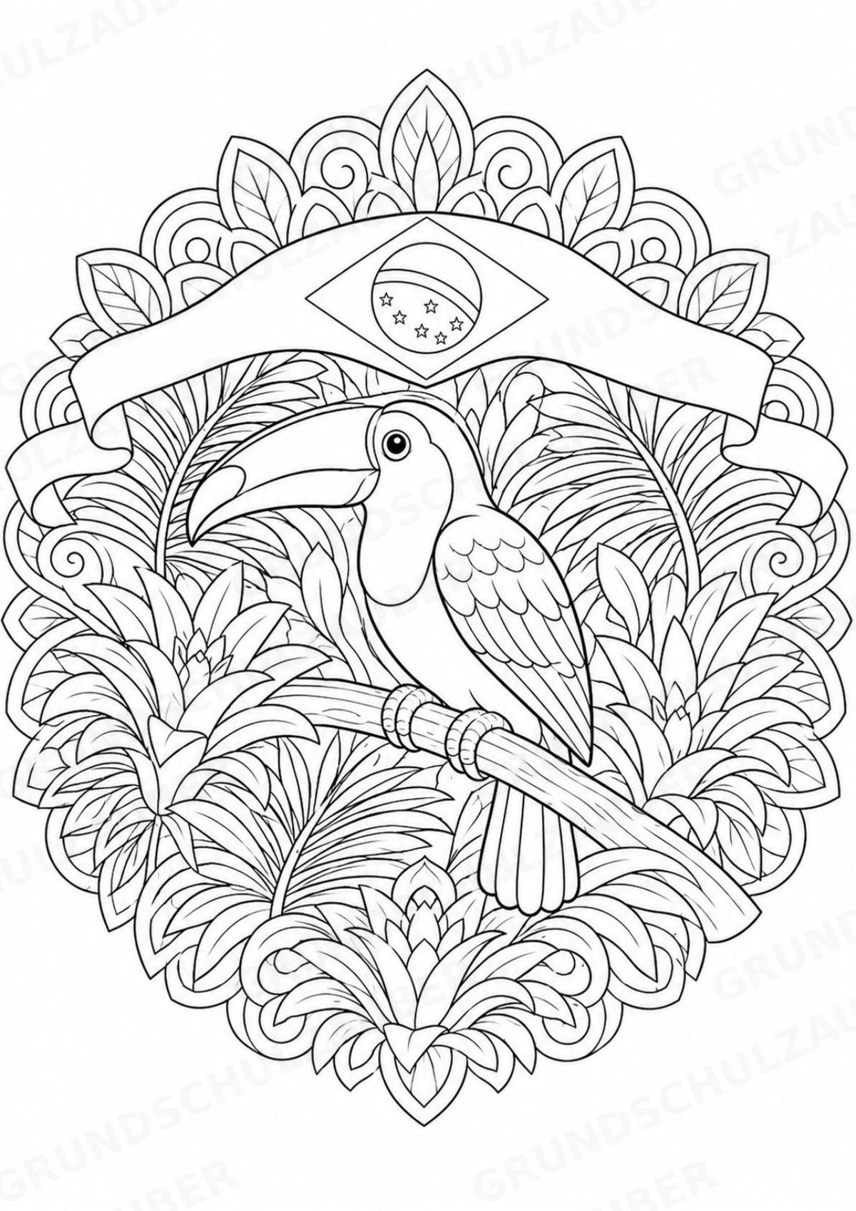 Brasilien Mandalas Ausmalbilder – Länder und Kulturen – 15 Malvorlagen – Materialseite 6