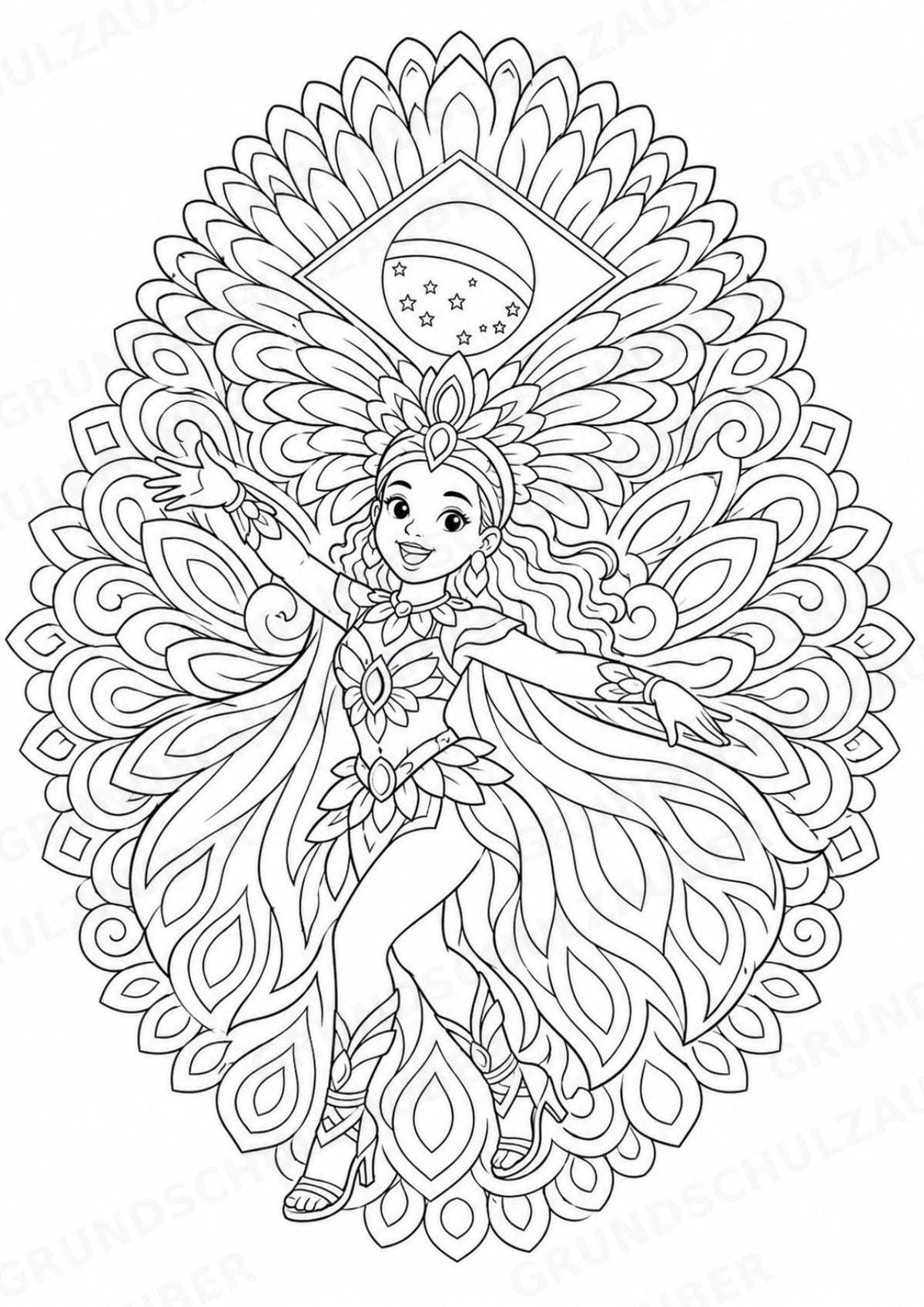 Brasilien Mandalas Ausmalbilder – Länder und Kulturen – 15 Malvorlagen – Materialseite 9