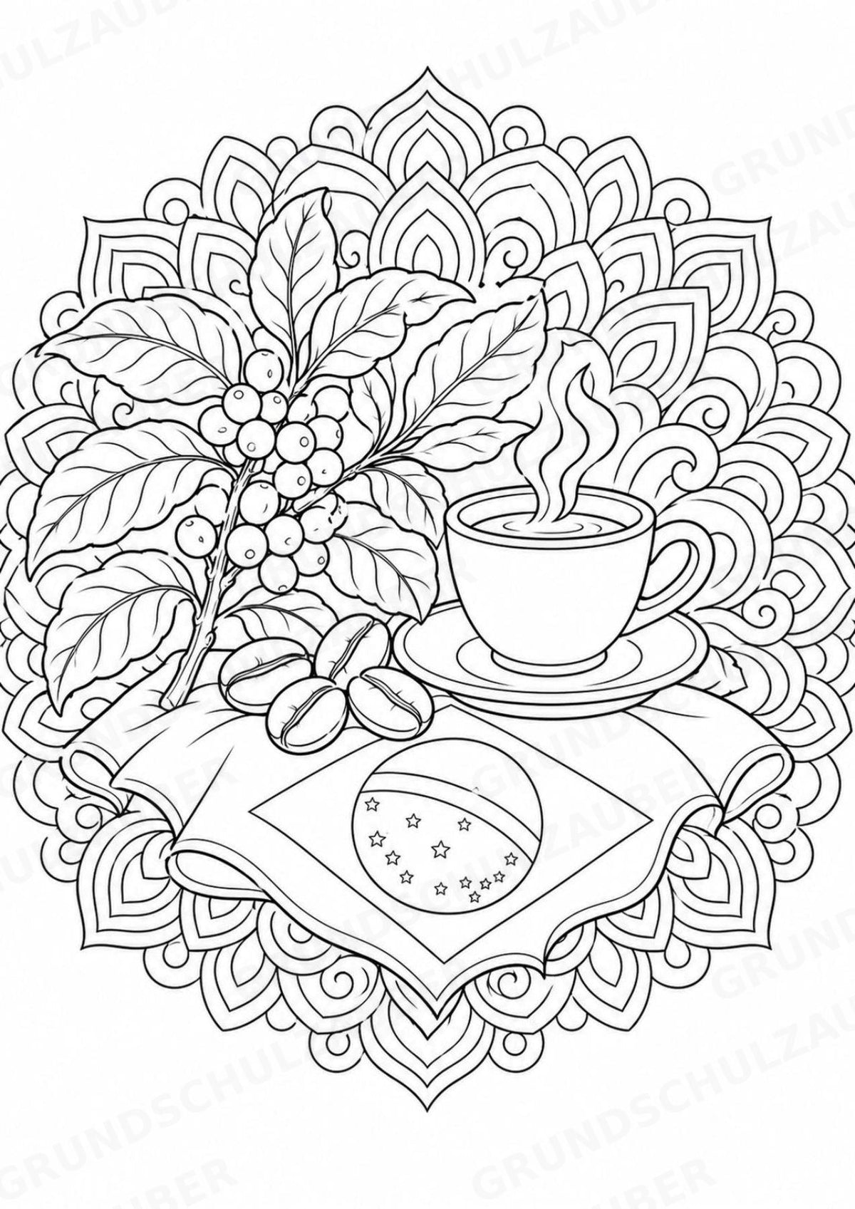 Brasilien Mandalas Ausmalbilder – Länder und Kulturen – 15 Malvorlagen – Materialseite 12