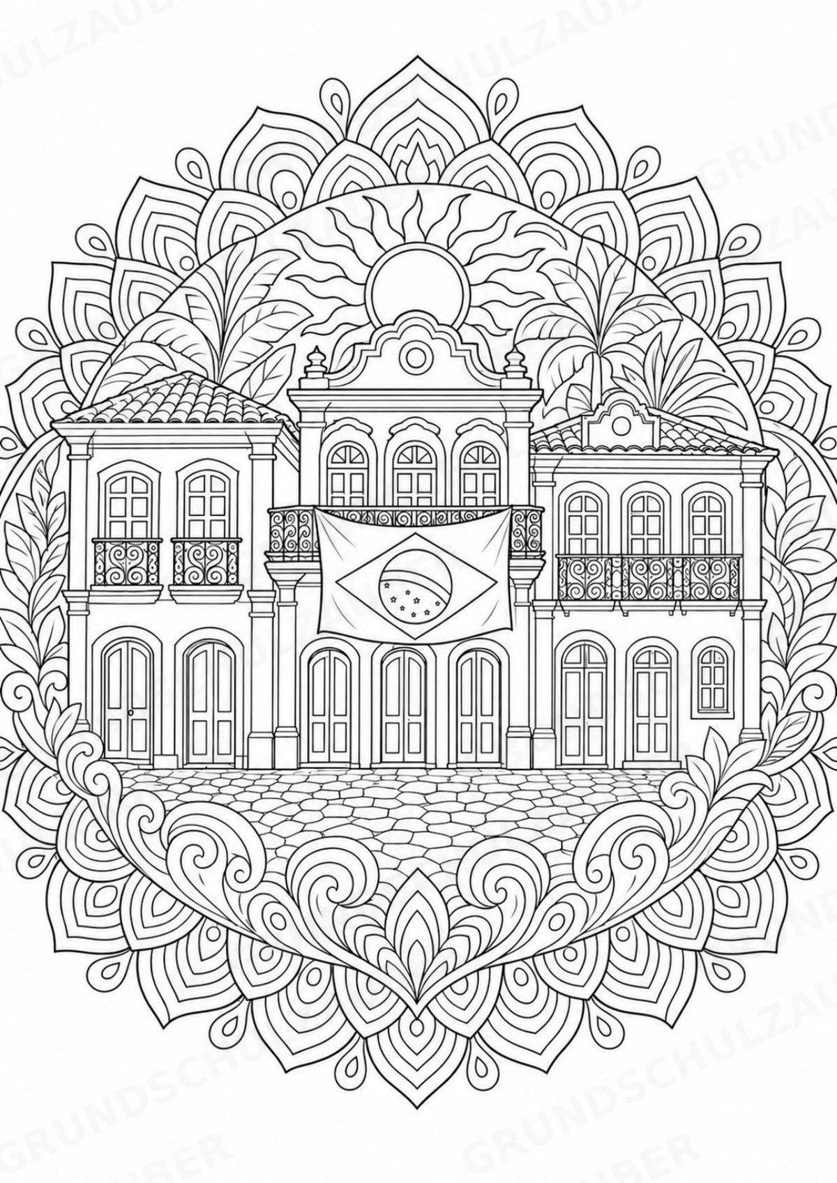 Brasilien Mandalas Ausmalbilder – Länder und Kulturen – 15 Malvorlagen – Materialseite 13