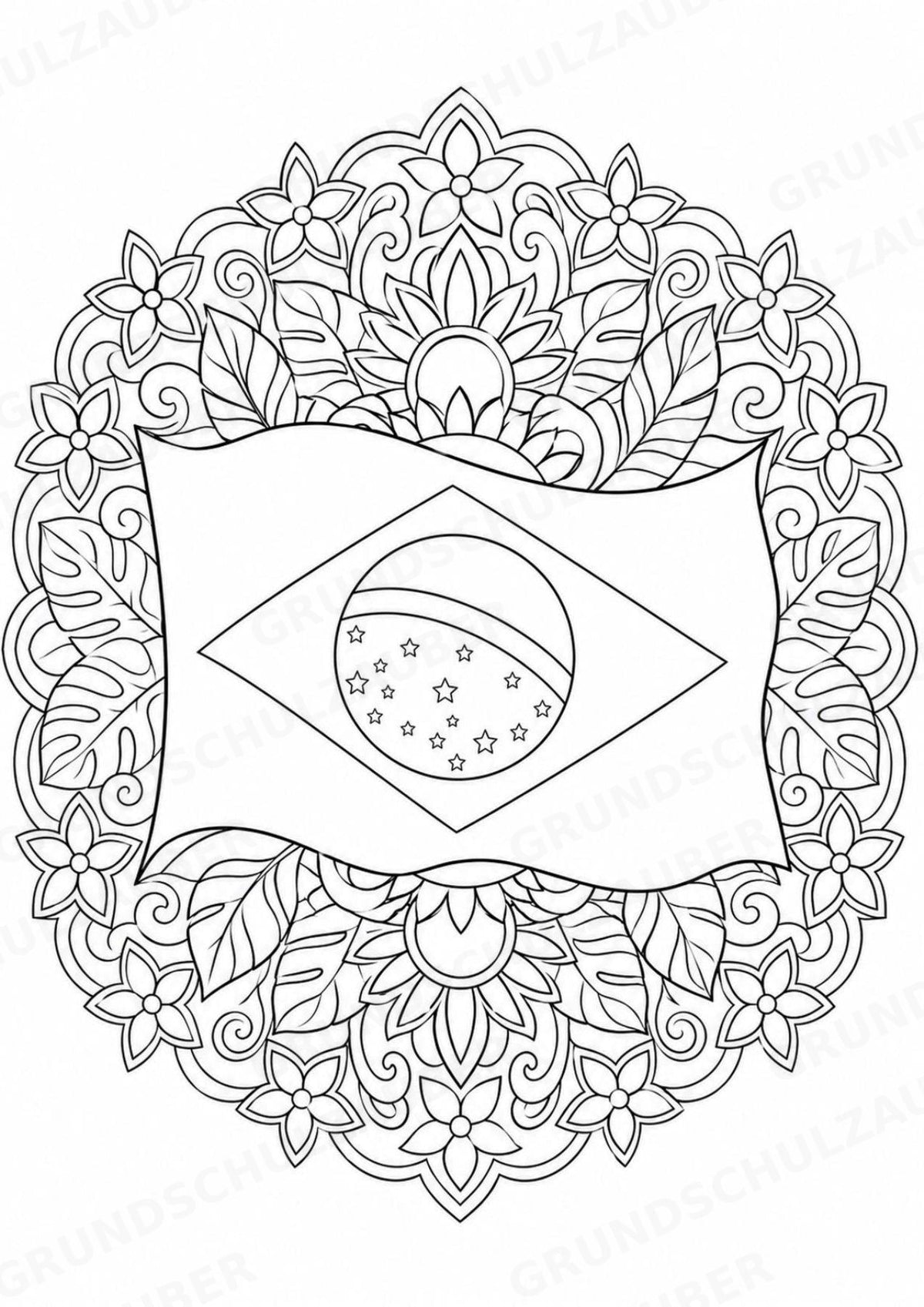 Brasilien Mandalas Ausmalbilder – Länder und Kulturen – 15 Malvorlagen – Materialseite 14