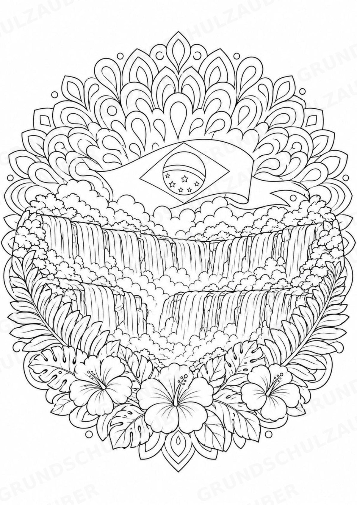 Brasilien Mandalas Ausmalbilder – Länder und Kulturen – 15 Malvorlagen – Materialseite 15