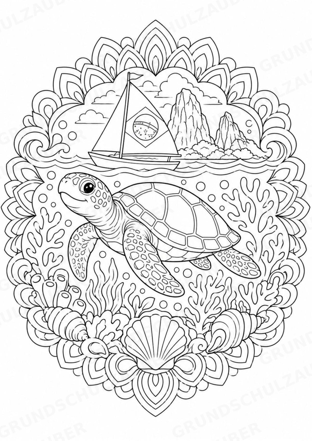 Brasilien Mandalas Ausmalbilder – Länder und Kulturen – 15 Malvorlagen – Materialseite 16