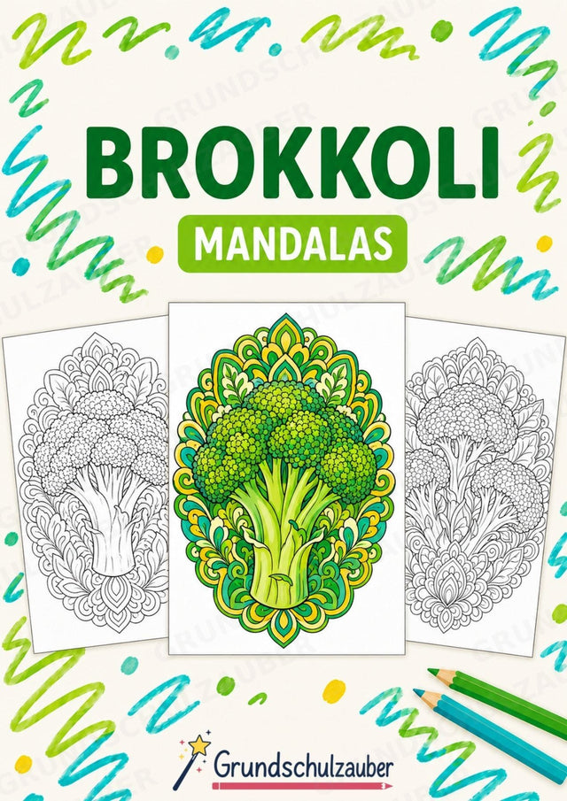 Brokkoli Mandalas Ausmalbilder – Gemüse – 15 Malvorlagen – Cover