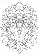 Brokkoli Mandalas Ausmalbilder – Gemüse – 15 Malvorlagen – Materialseite 3