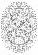 Brokkoli Mandalas Ausmalbilder – Gemüse – 15 Malvorlagen – Materialseite 8