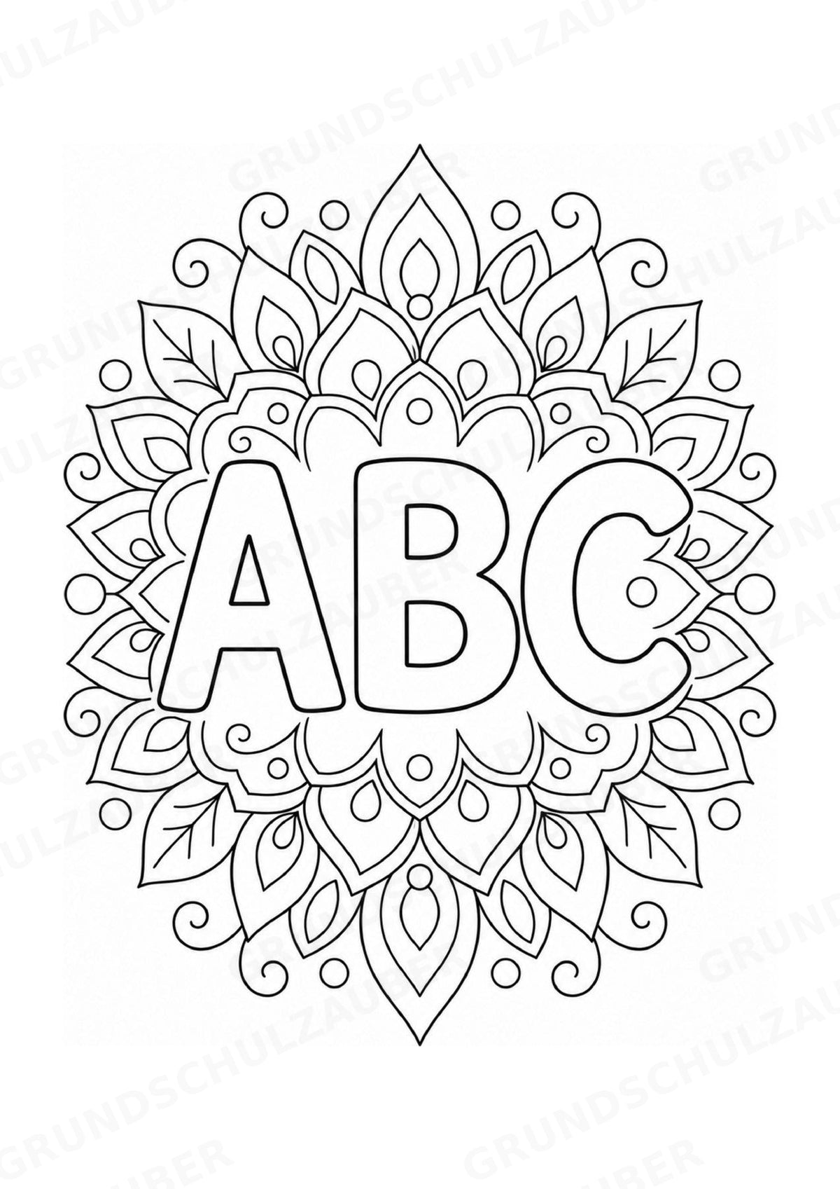 Buchstaben von A Z Mandalas Ausmalbilder – Buchstabeneinführung – 15 Malvorlagen – Materialseite 2