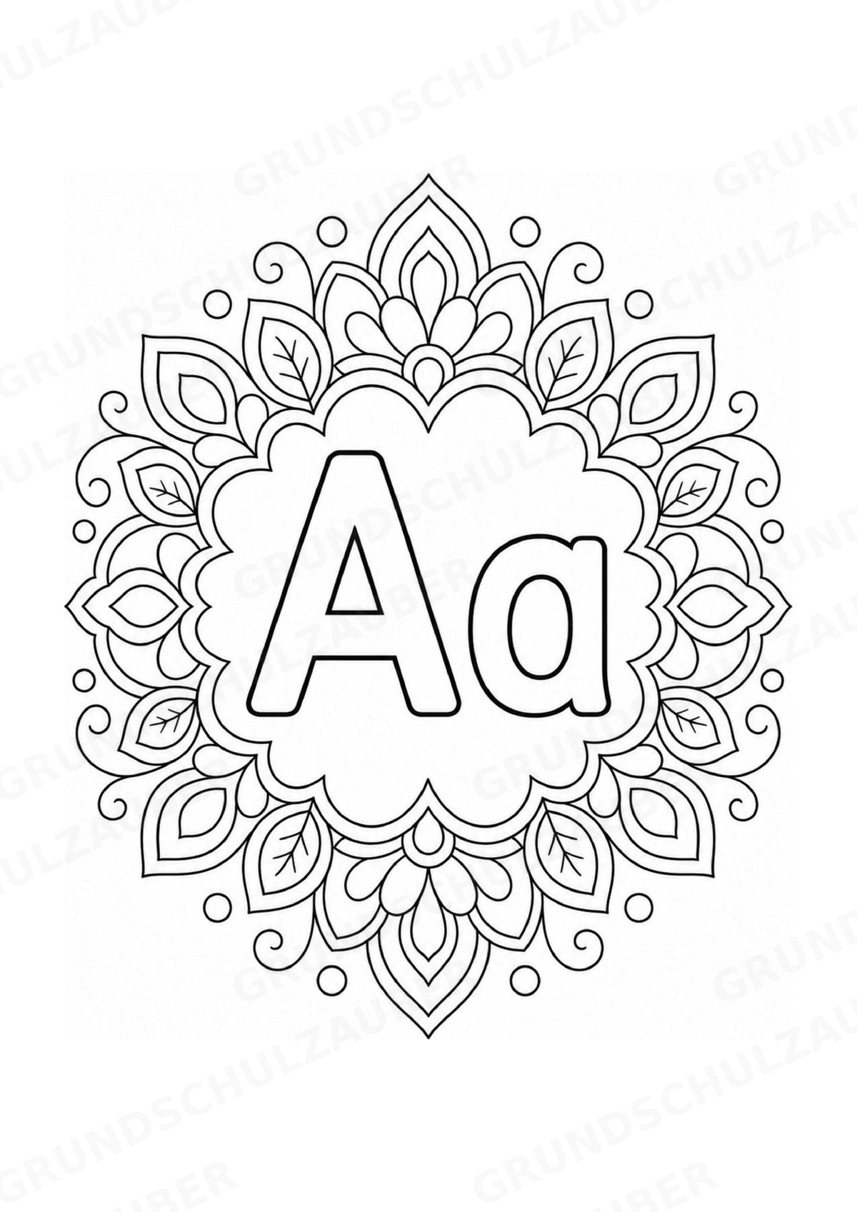 Buchstaben von A Z Mandalas Ausmalbilder – Buchstabeneinführung – 15 Malvorlagen – Materialseite 3