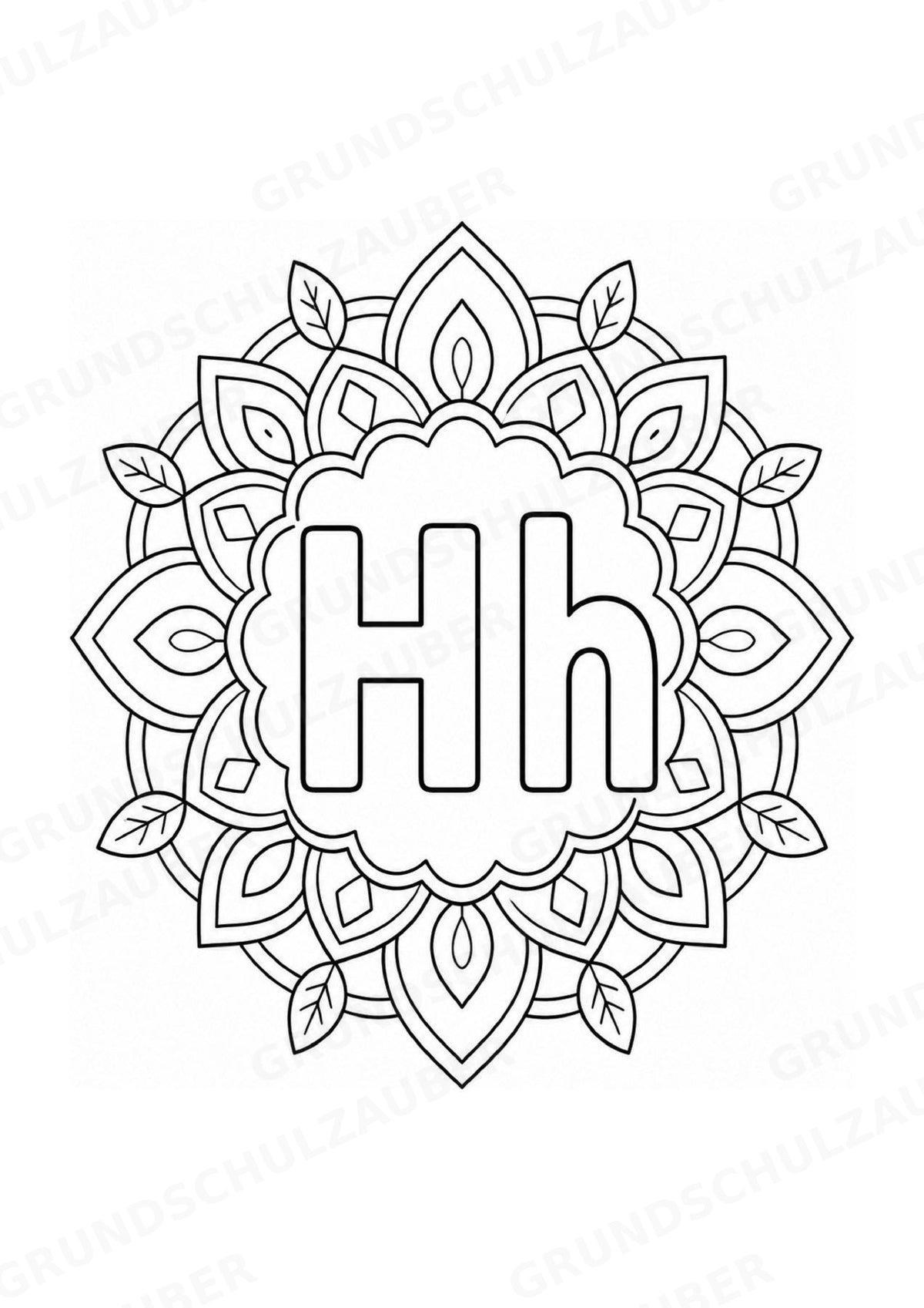 Buchstaben von A Z Mandalas Ausmalbilder – Buchstabeneinführung – 15 Malvorlagen – Materialseite 10