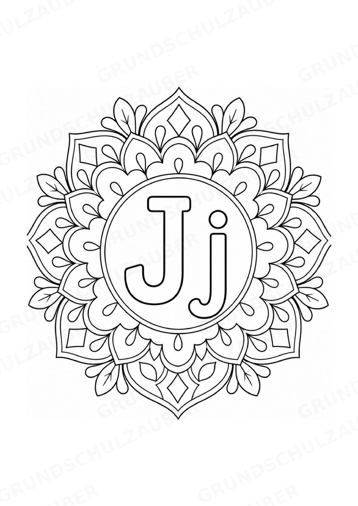 Buchstaben von A Z Mandalas Ausmalbilder – Buchstabeneinführung – 15 Malvorlagen – Materialseite 12