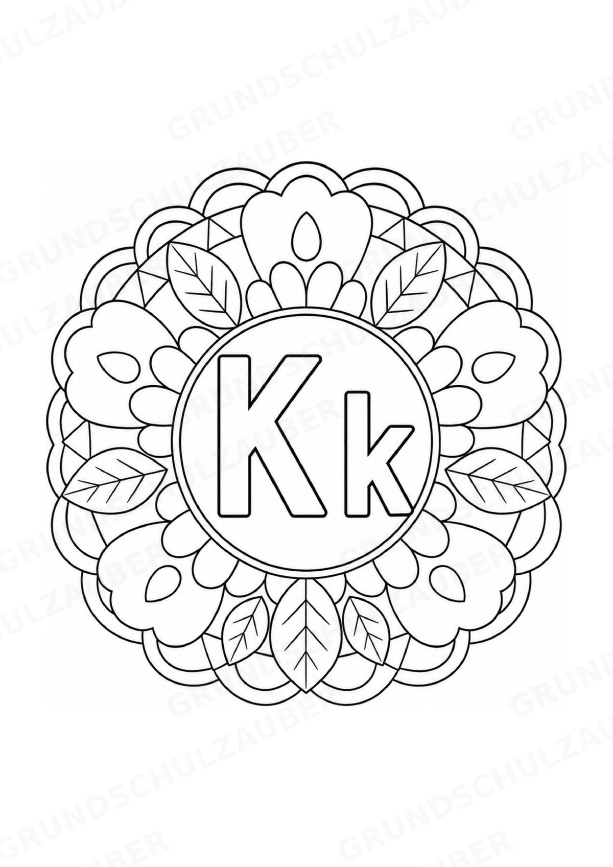 Buchstaben von A Z Mandalas Ausmalbilder – Buchstabeneinführung – 15 Malvorlagen – Materialseite 13