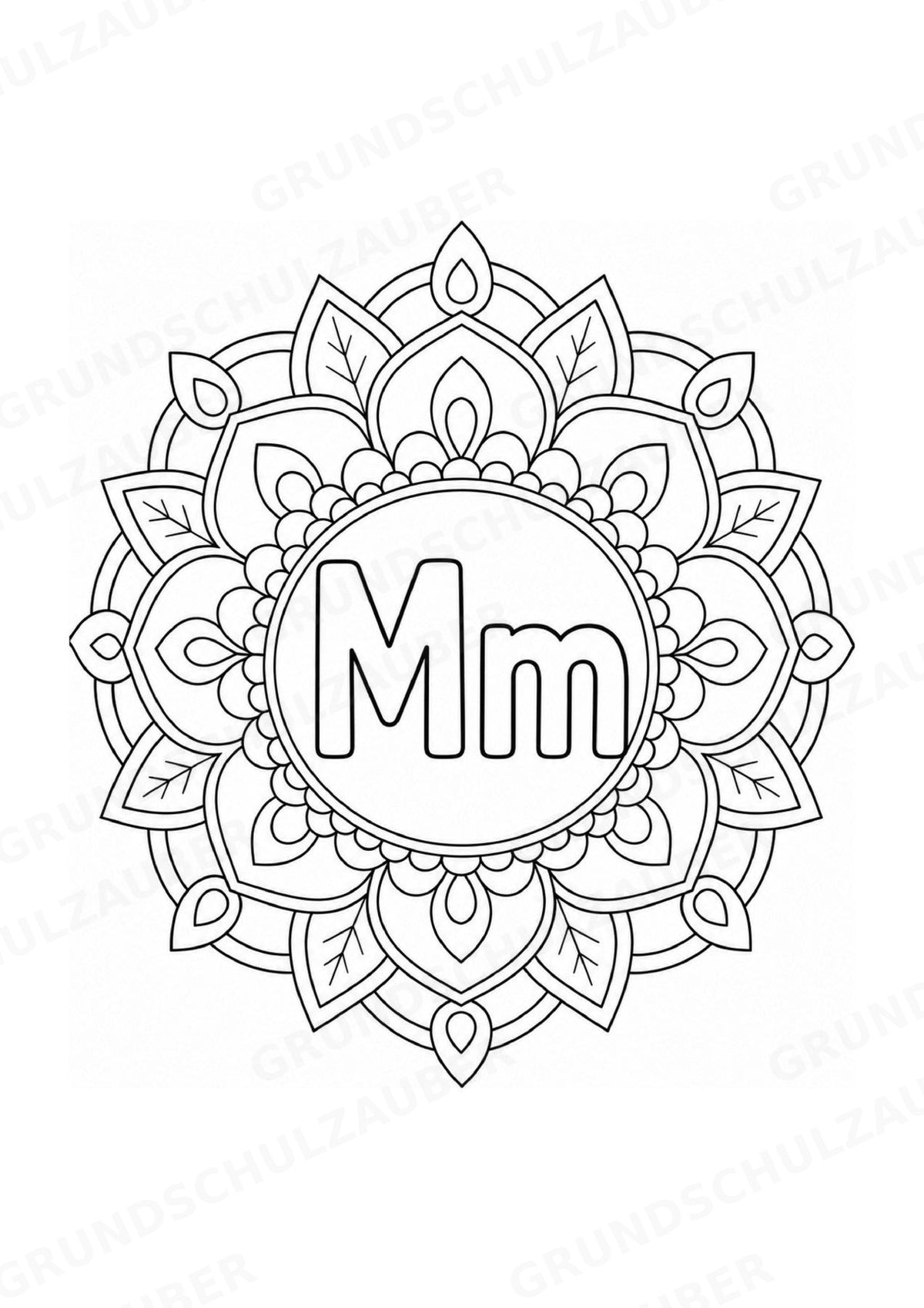 Buchstaben von A Z Mandalas Ausmalbilder – Buchstabeneinführung – 15 Malvorlagen – Materialseite 15