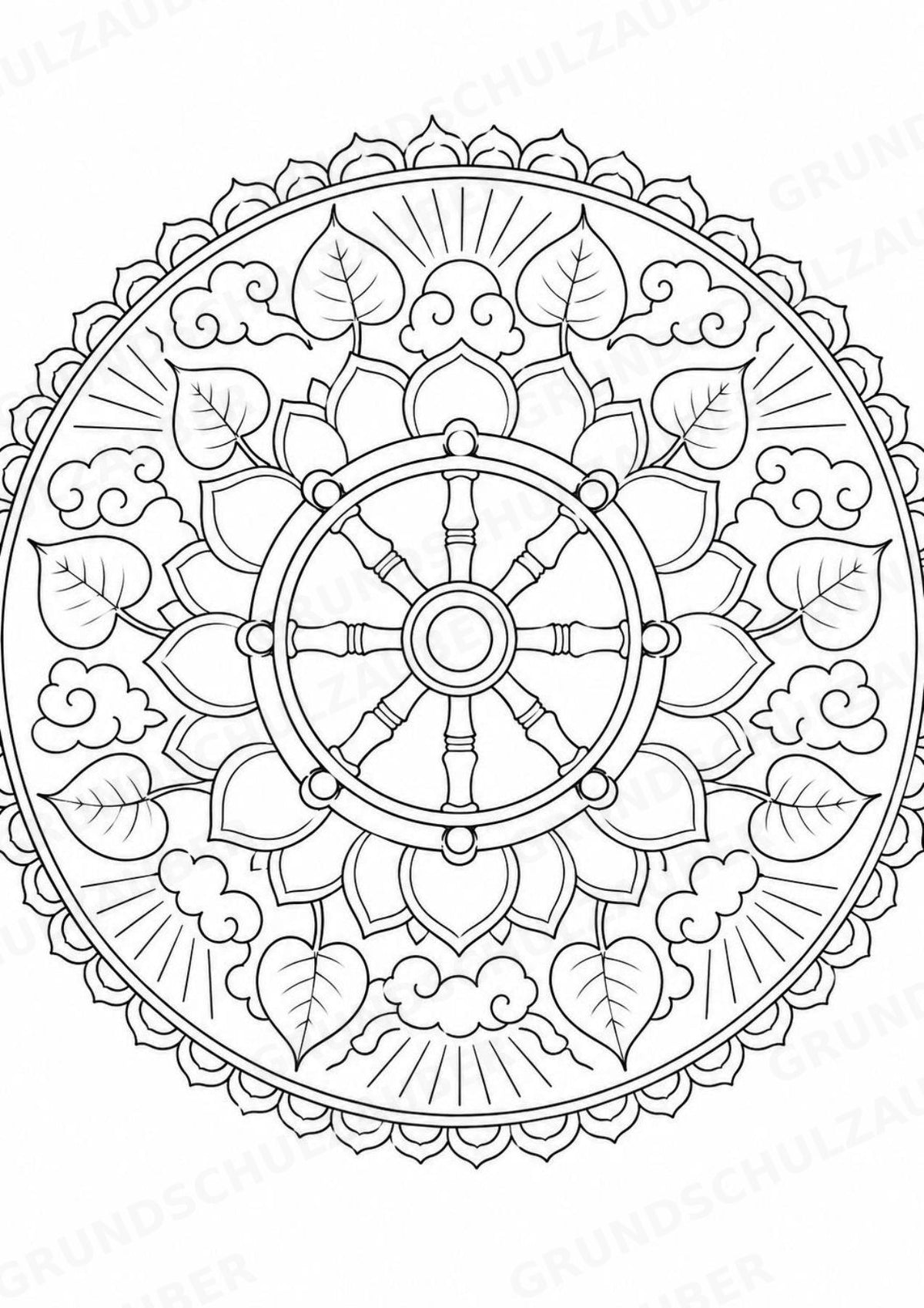 Buddhismus Mandalas Ausmalbilder – Religion – 15 Malvorlagen – Materialseite 2