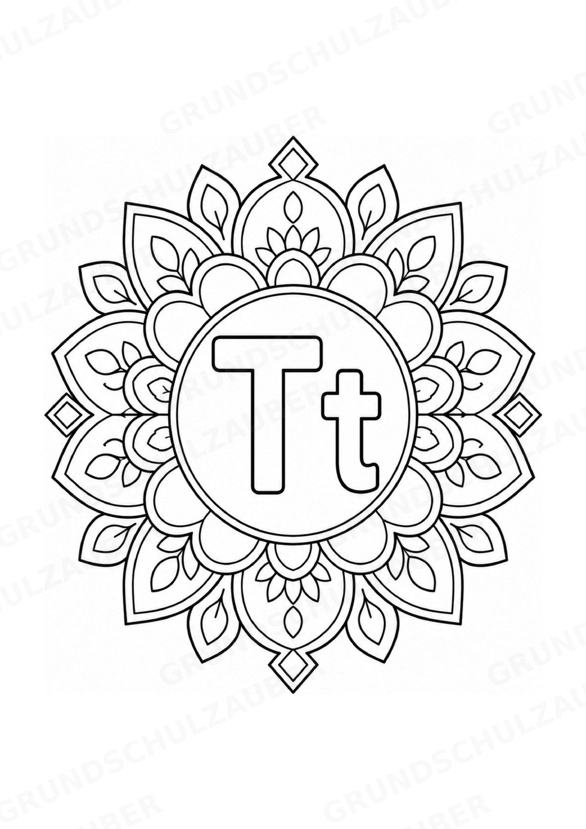 Buchstaben von A Z Mandalas Ausmalbilder – Buchstabeneinführung – 15 Malvorlagen – Materialseite 22