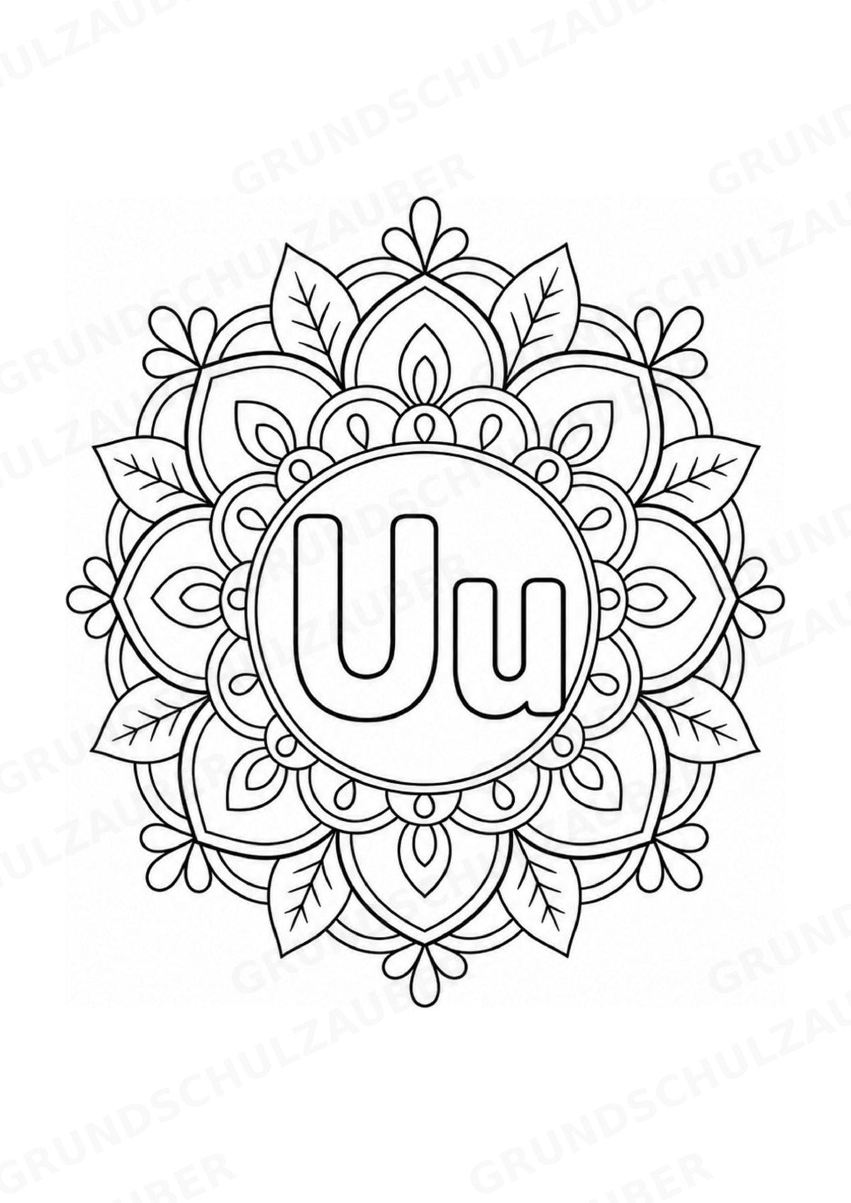 Buchstaben von A Z Mandalas Ausmalbilder – Buchstabeneinführung – 15 Malvorlagen – Materialseite 23