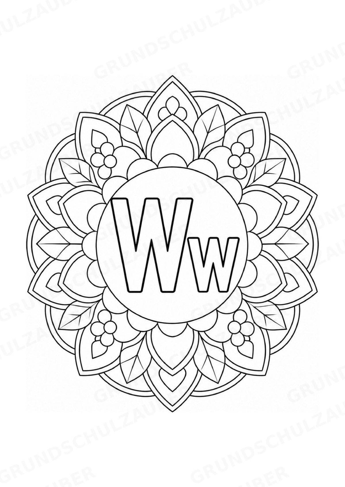 Buchstaben von A Z Mandalas Ausmalbilder – Buchstabeneinführung – 15 Malvorlagen – Materialseite 25