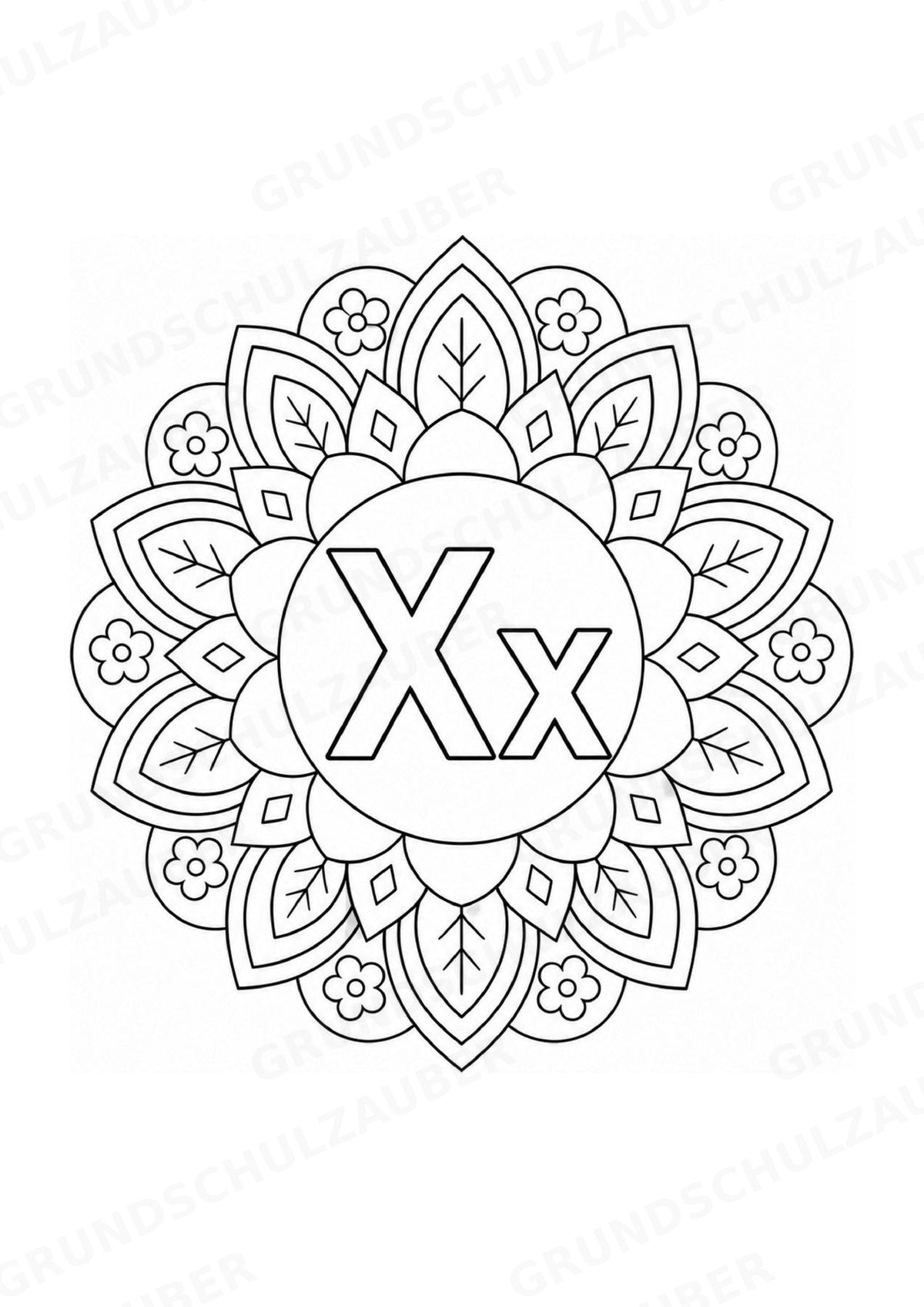 Buchstaben von A Z Mandalas Ausmalbilder – Buchstabeneinführung – 15 Malvorlagen – Materialseite 26