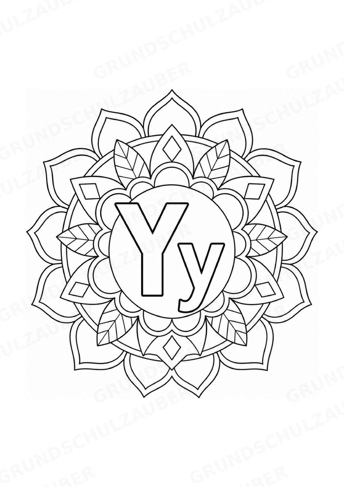 Buchstaben von A Z Mandalas Ausmalbilder – Buchstabeneinführung – 15 Malvorlagen – Materialseite 27