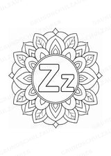 Buchstaben von A Z Mandalas Ausmalbilder – Buchstabeneinführung – 15 Malvorlagen – Materialseite 28