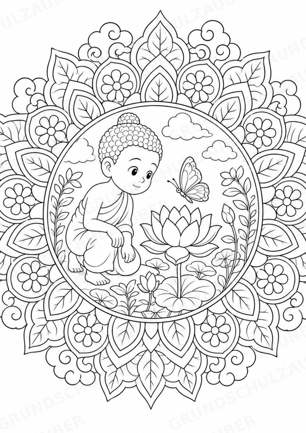 Buddhismus Mandalas Ausmalbilder – Religion – 15 Malvorlagen – Materialseite 12