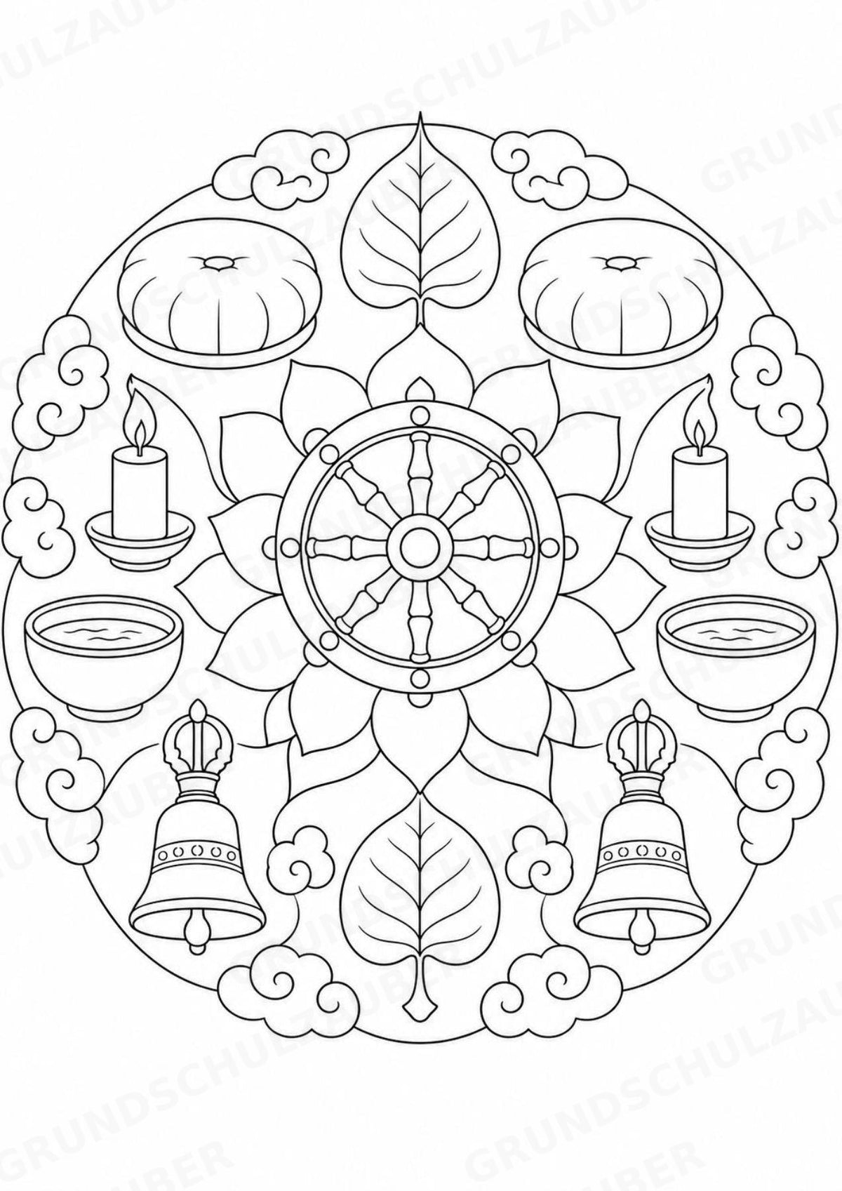 Buddhismus Mandalas Ausmalbilder – Religion – 15 Malvorlagen – Materialseite 16