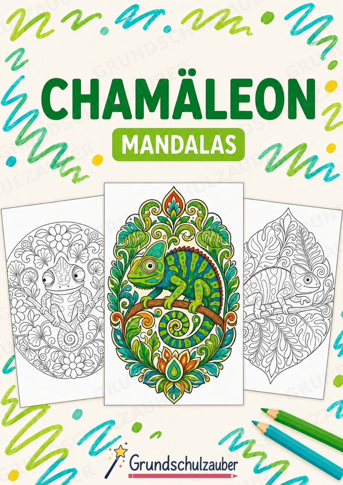 Chamäleon Mandalas Ausmalbilder – Tiere – 15 Malvorlagen – Cover