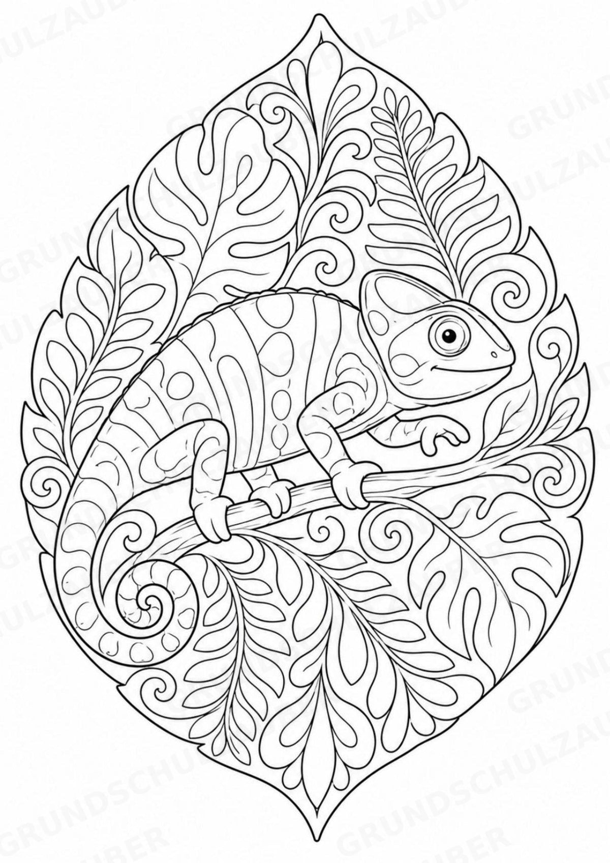 Chamäleon Mandalas Ausmalbilder – Tiere – 15 Malvorlagen – Materialseite 4