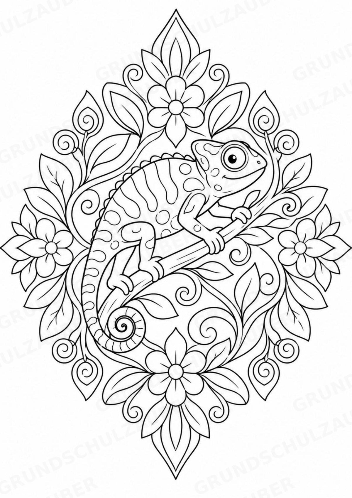 Chamäleon Mandalas Ausmalbilder – Tiere – 15 Malvorlagen – Materialseite 6