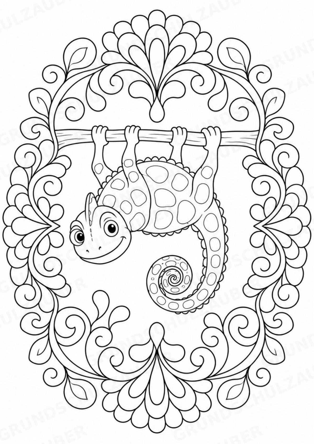Chamäleon Mandalas Ausmalbilder – Tiere – 15 Malvorlagen – Materialseite 8