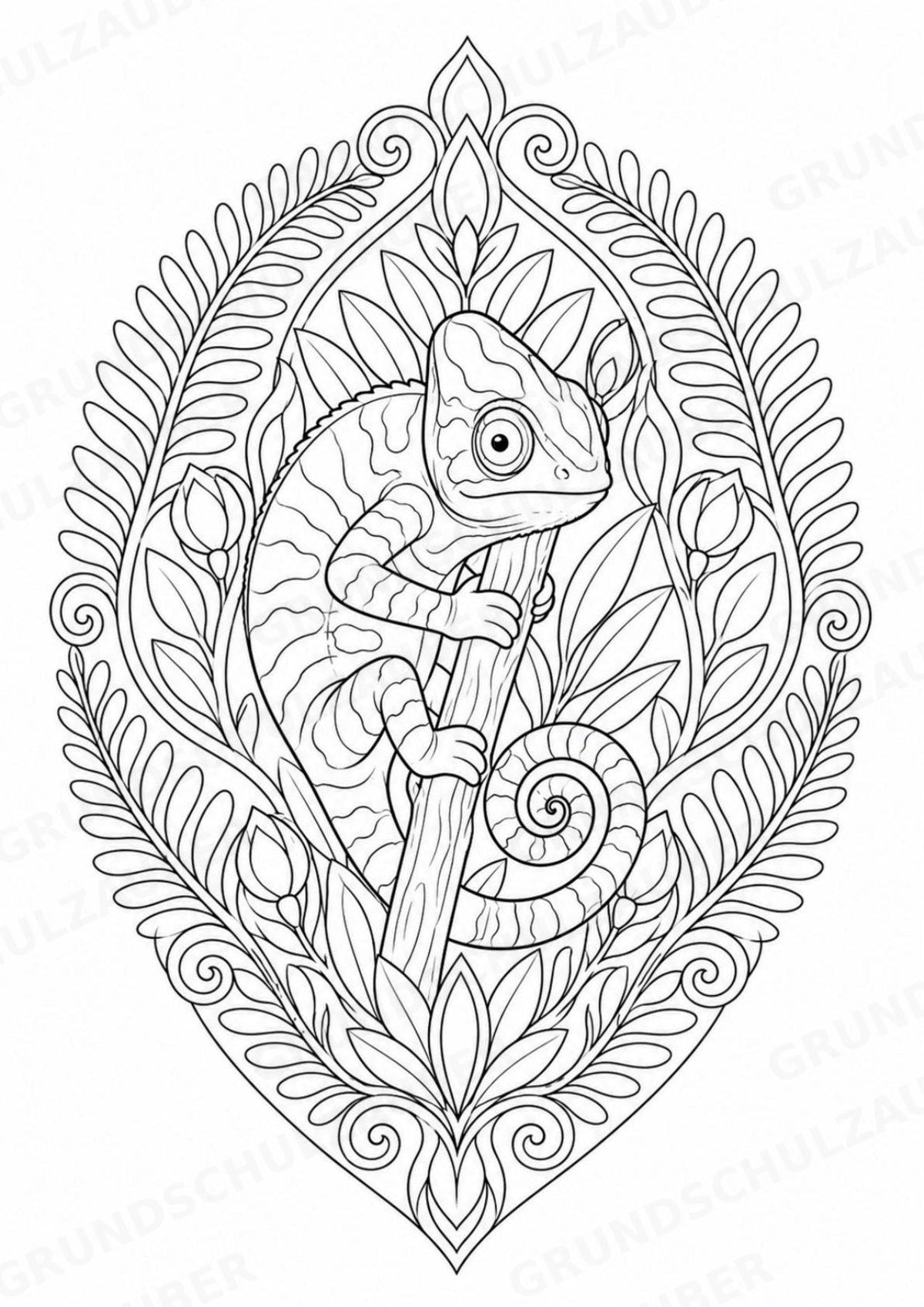 Chamäleon Mandalas Ausmalbilder – Tiere – 15 Malvorlagen – Materialseite 9