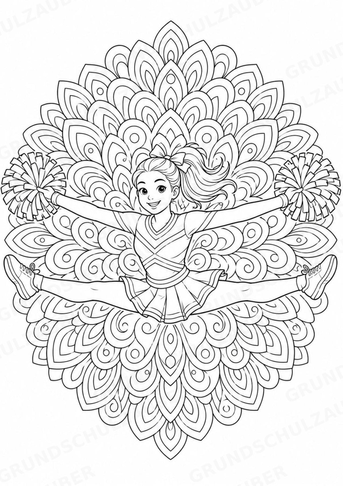 Cheerleading Mandalas Ausmalbilder – Sport – 15 Malvorlagen – Materialseite 3