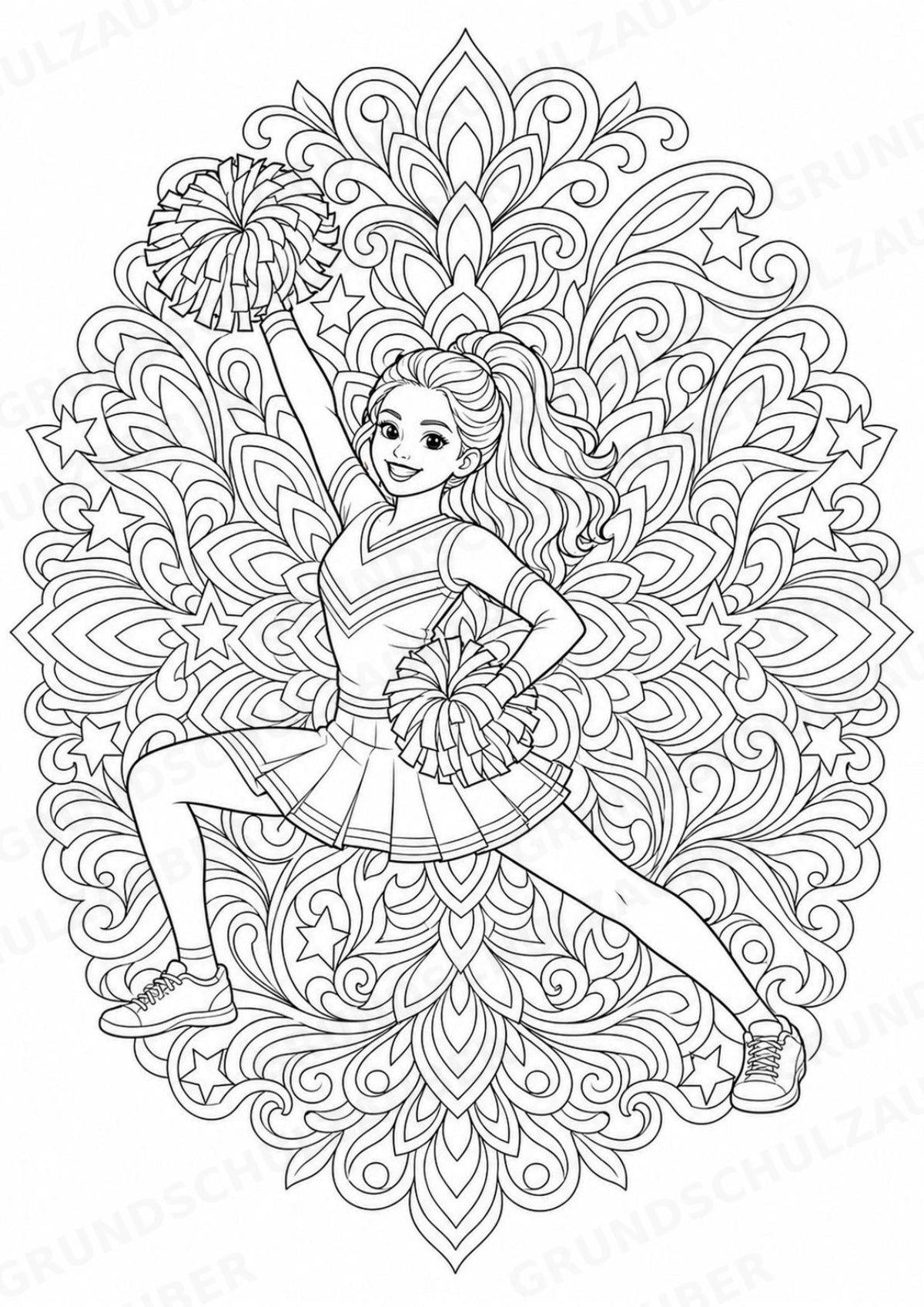 Cheerleading Mandalas Ausmalbilder – Sport – 15 Malvorlagen – Materialseite 4