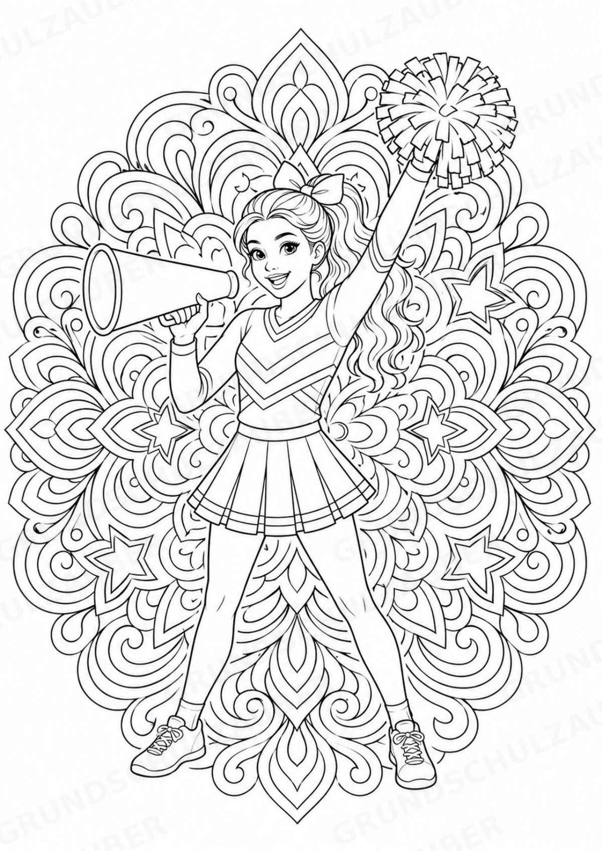 Cheerleading Mandalas Ausmalbilder – Sport – 15 Malvorlagen – Materialseite 7