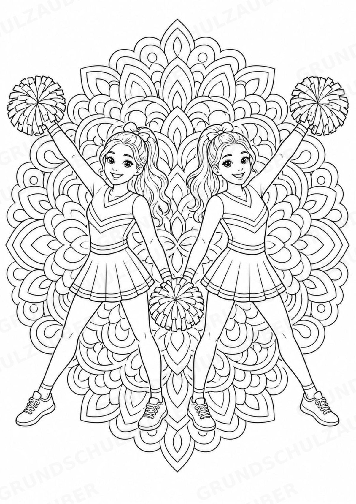 Cheerleading Mandalas Ausmalbilder – Sport – 15 Malvorlagen – Materialseite 8