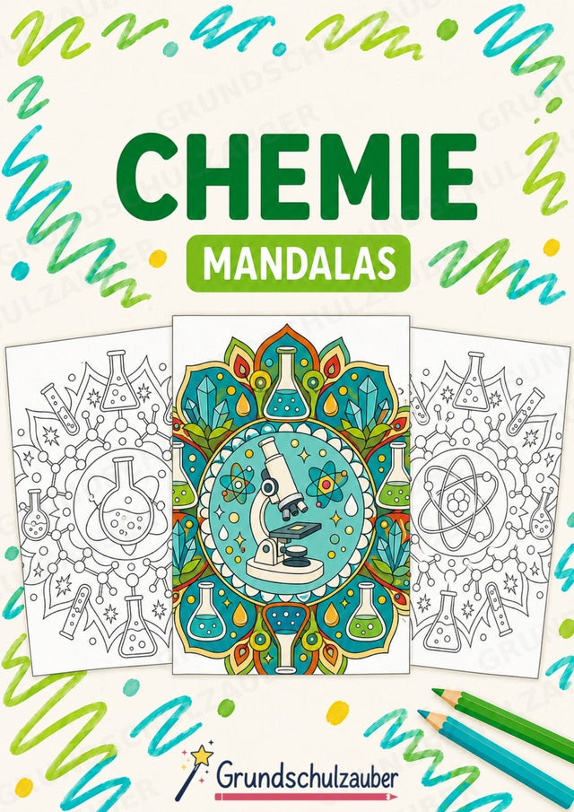 Chemie Mandalas Ausmalbilder – Fach – 15 Malvorlagen – Cover