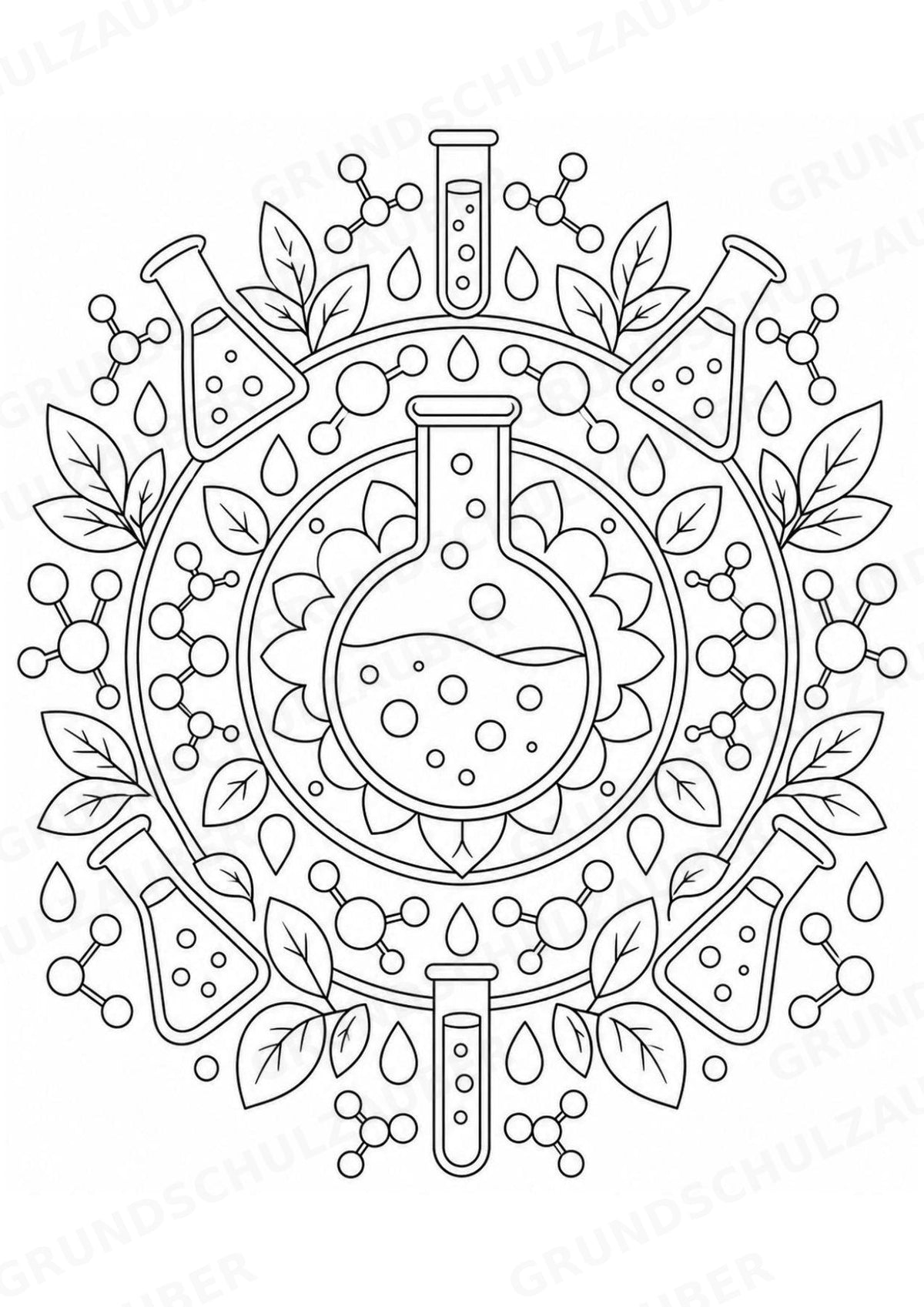 Chemie Mandalas Ausmalbilder – Fach – 15 Malvorlagen – Materialseite 3