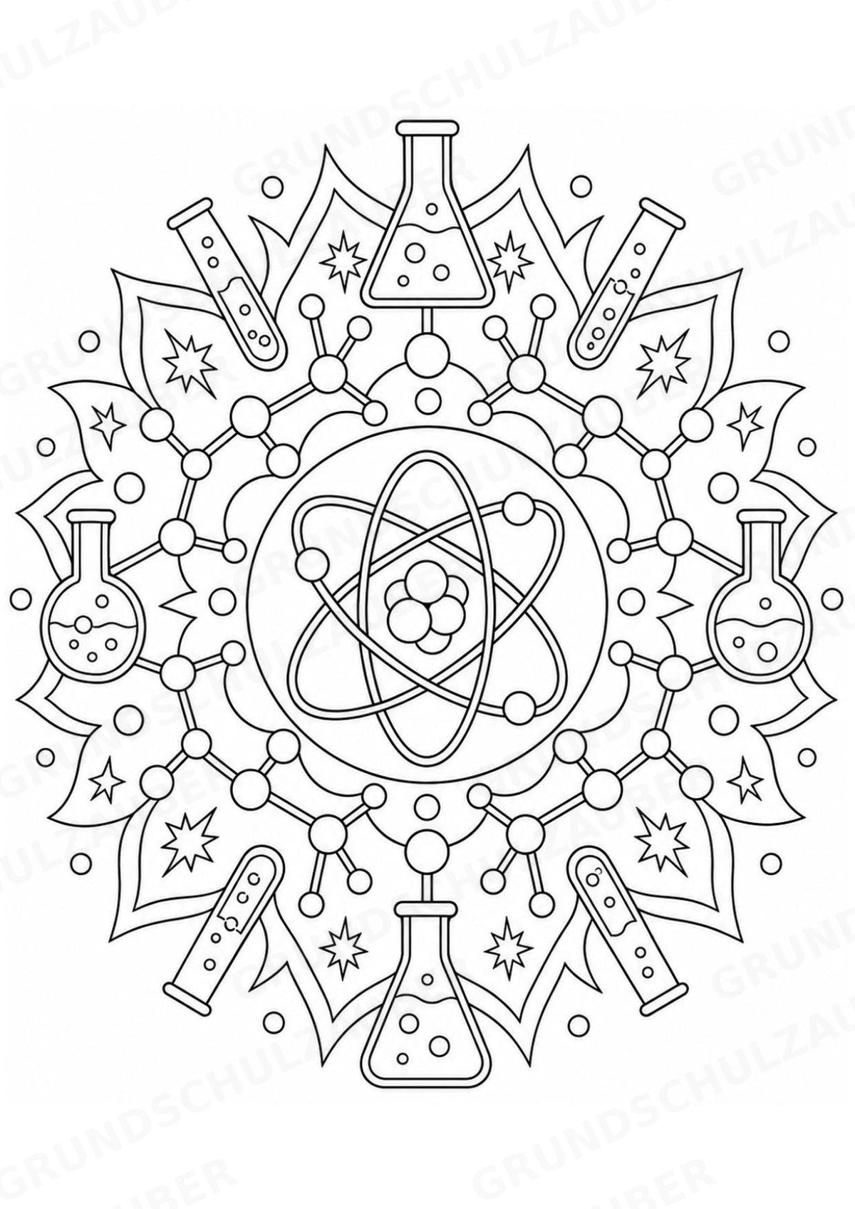 Chemie Mandalas Ausmalbilder – Fach – 15 Malvorlagen – Materialseite 4