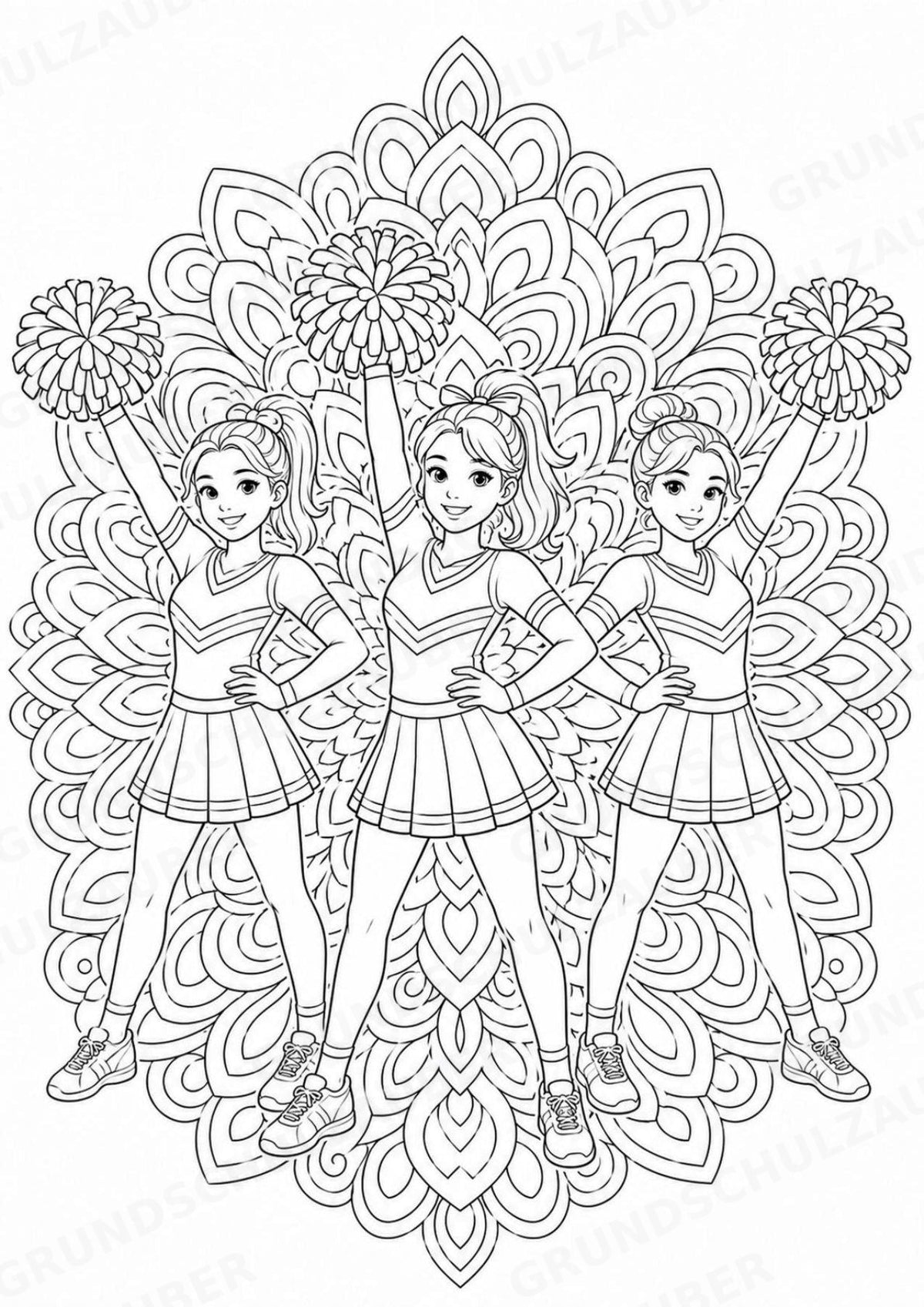 Cheerleading Mandalas Ausmalbilder – Sport – 15 Malvorlagen – Materialseite 14