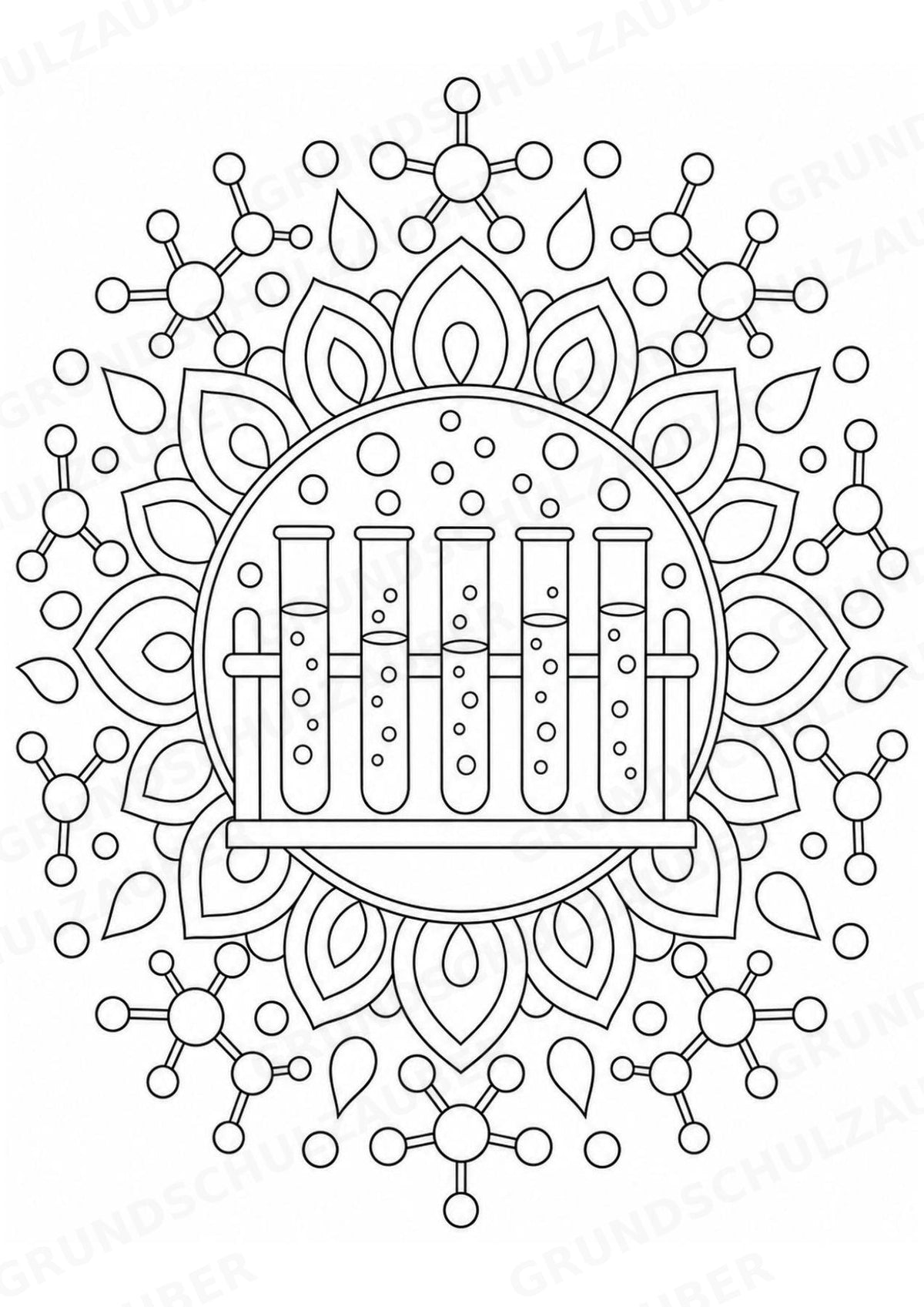 Chemie Mandalas Ausmalbilder – Fach – 15 Malvorlagen – Materialseite 5