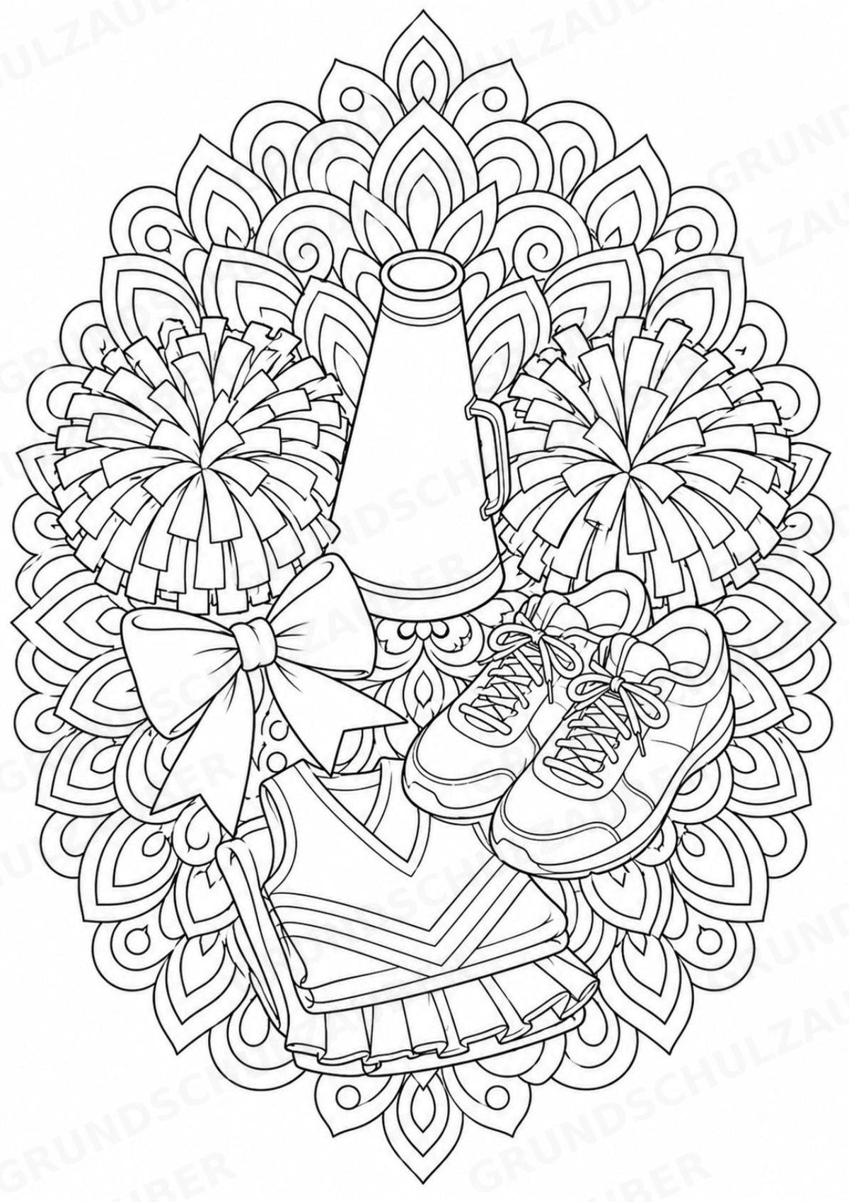 Cheerleading Mandalas Ausmalbilder – Sport – 15 Malvorlagen – Materialseite 16