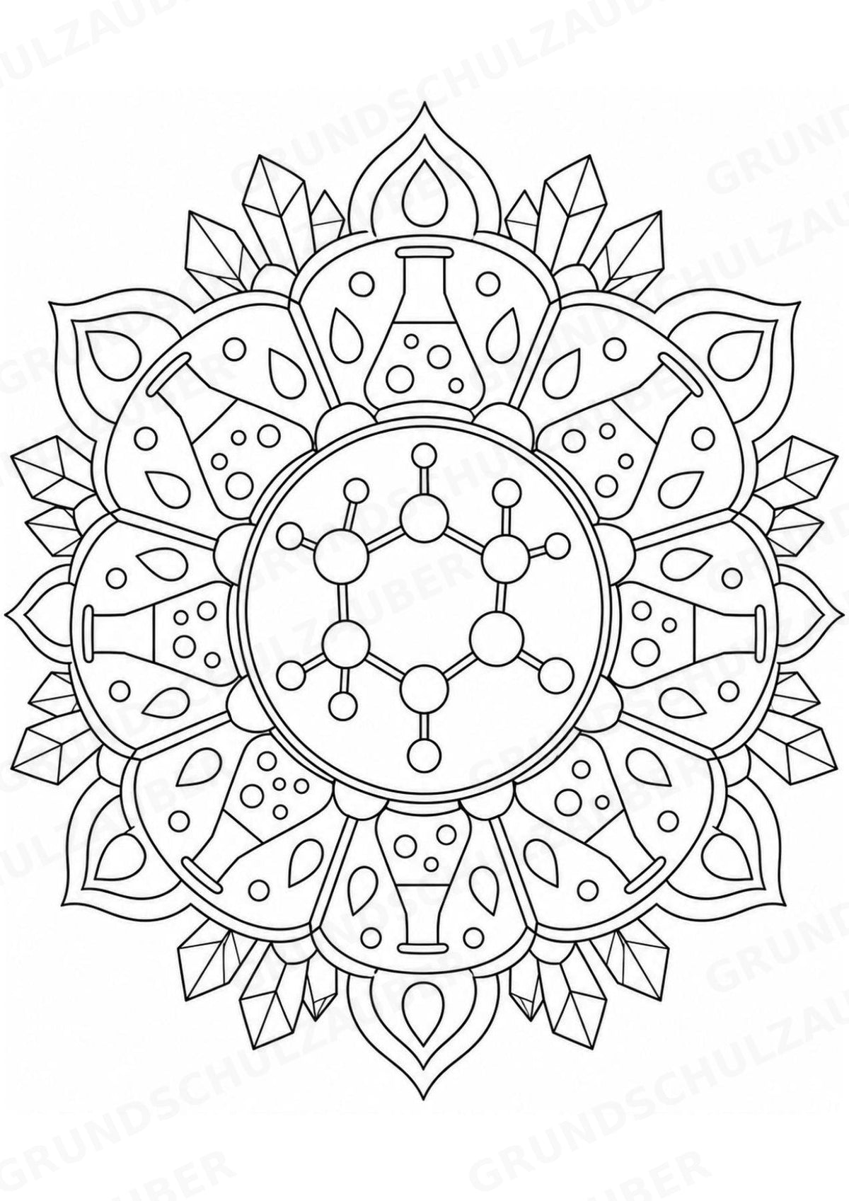 Chemie Mandalas Ausmalbilder – Fach – 15 Malvorlagen – Materialseite 11