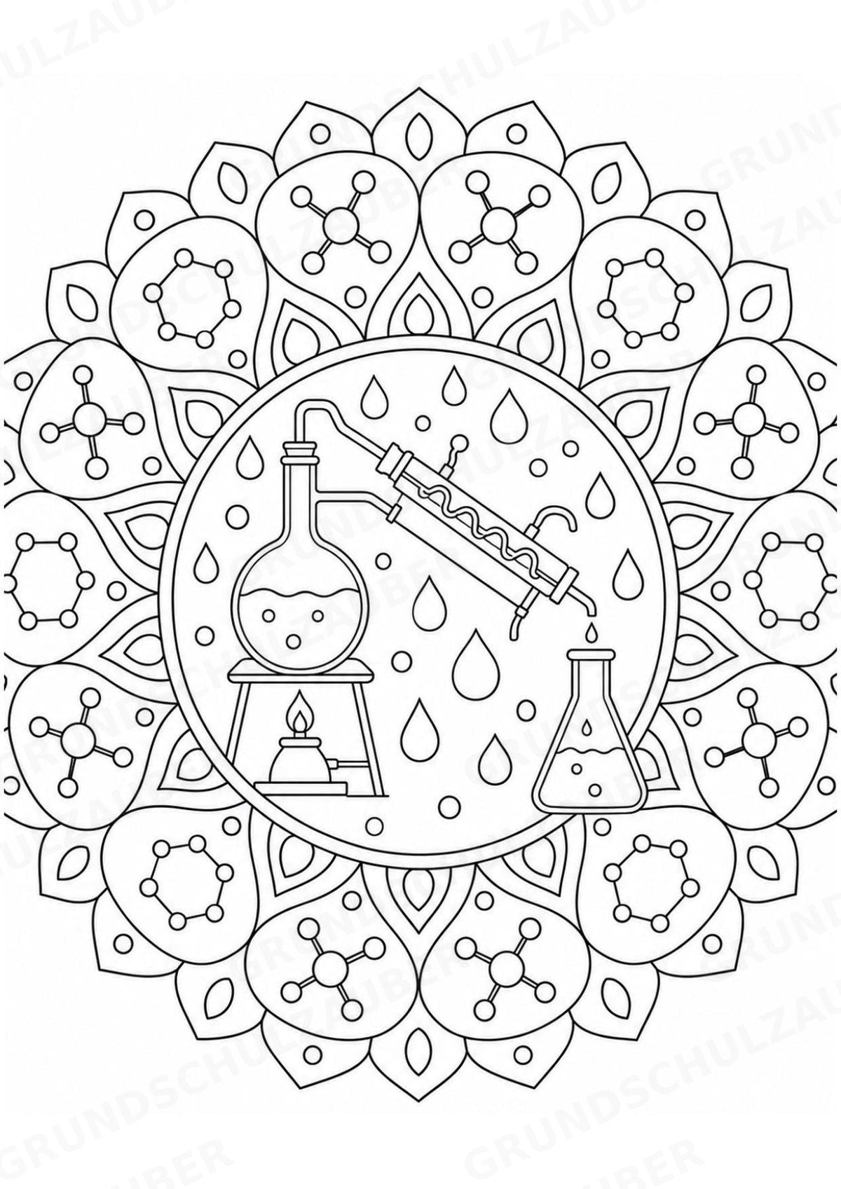 Chemie Mandalas Ausmalbilder – Fach – 15 Malvorlagen – Materialseite 13