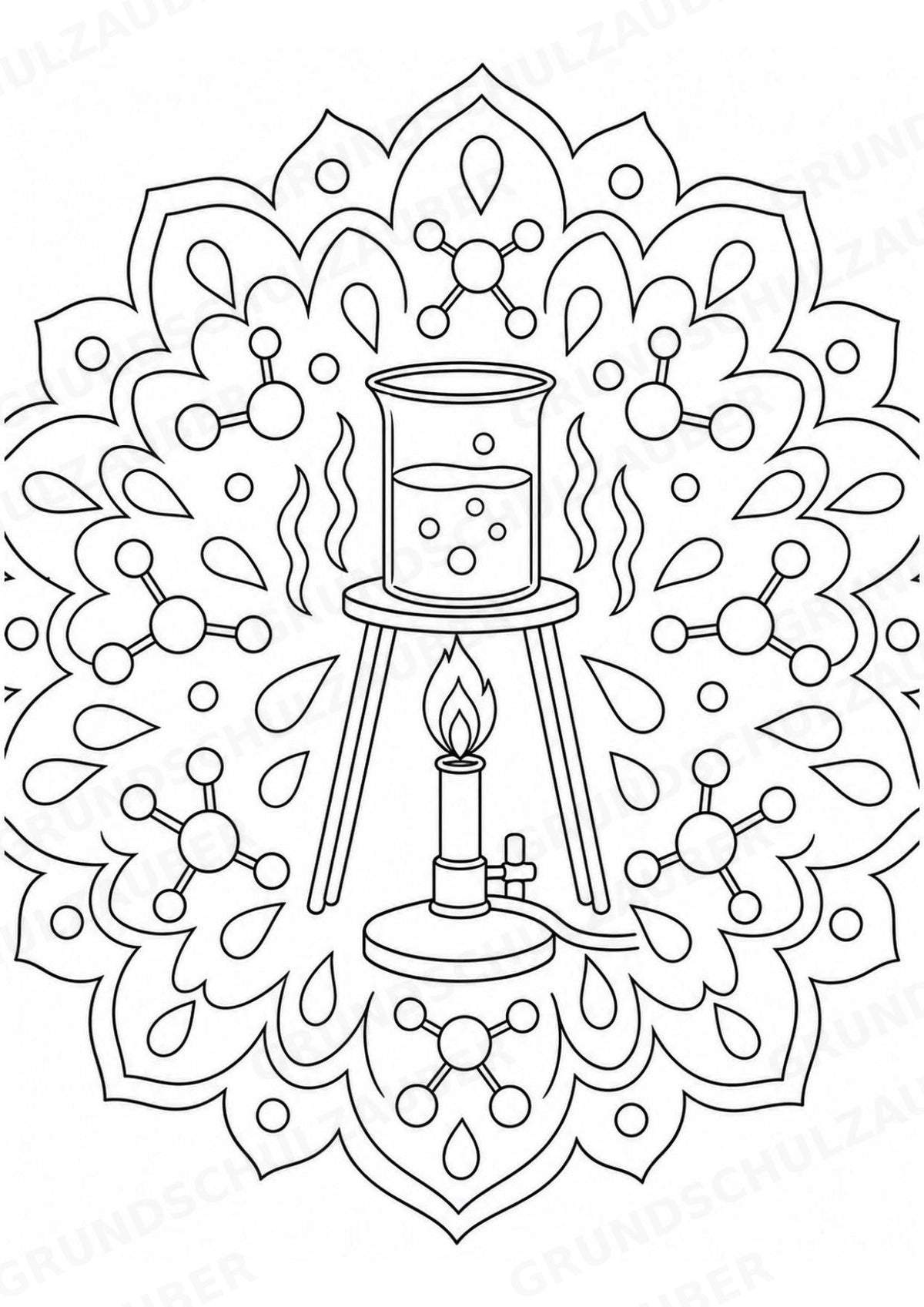 Chemie Mandalas Ausmalbilder – Fach – 15 Malvorlagen – Materialseite 15