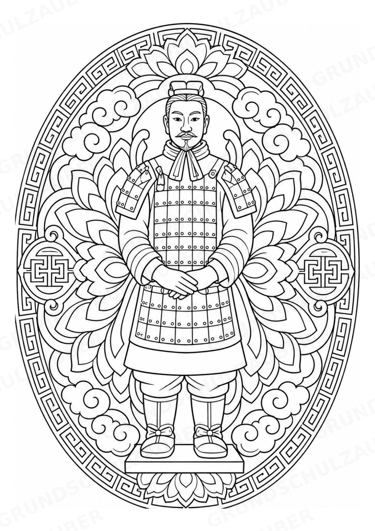 China Mandalas Ausmalbilder – Länder und Kulturen – 15 Malvorlagen – Materialseite 6