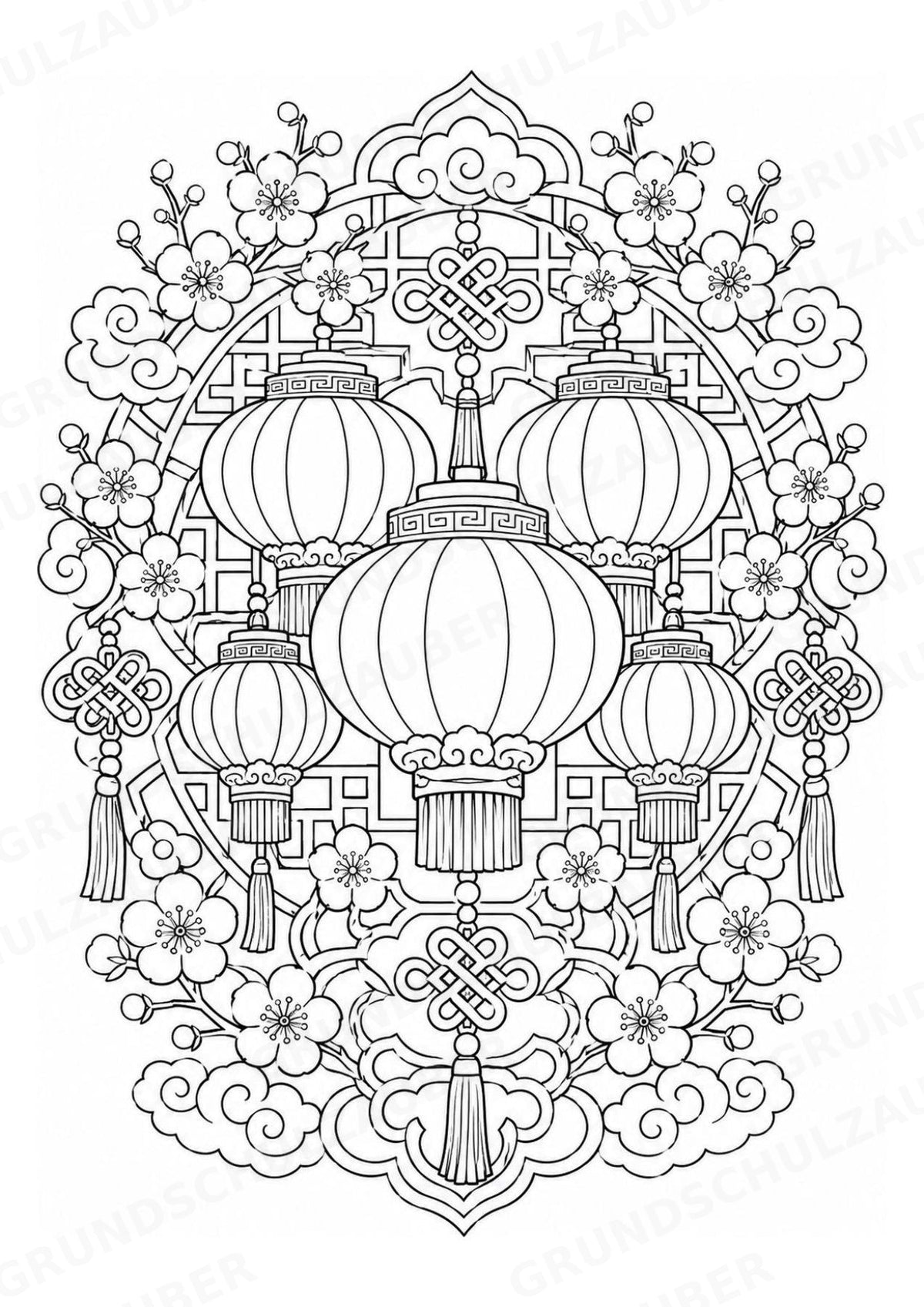 China Mandalas Ausmalbilder – Länder und Kulturen – 15 Malvorlagen – Materialseite 8