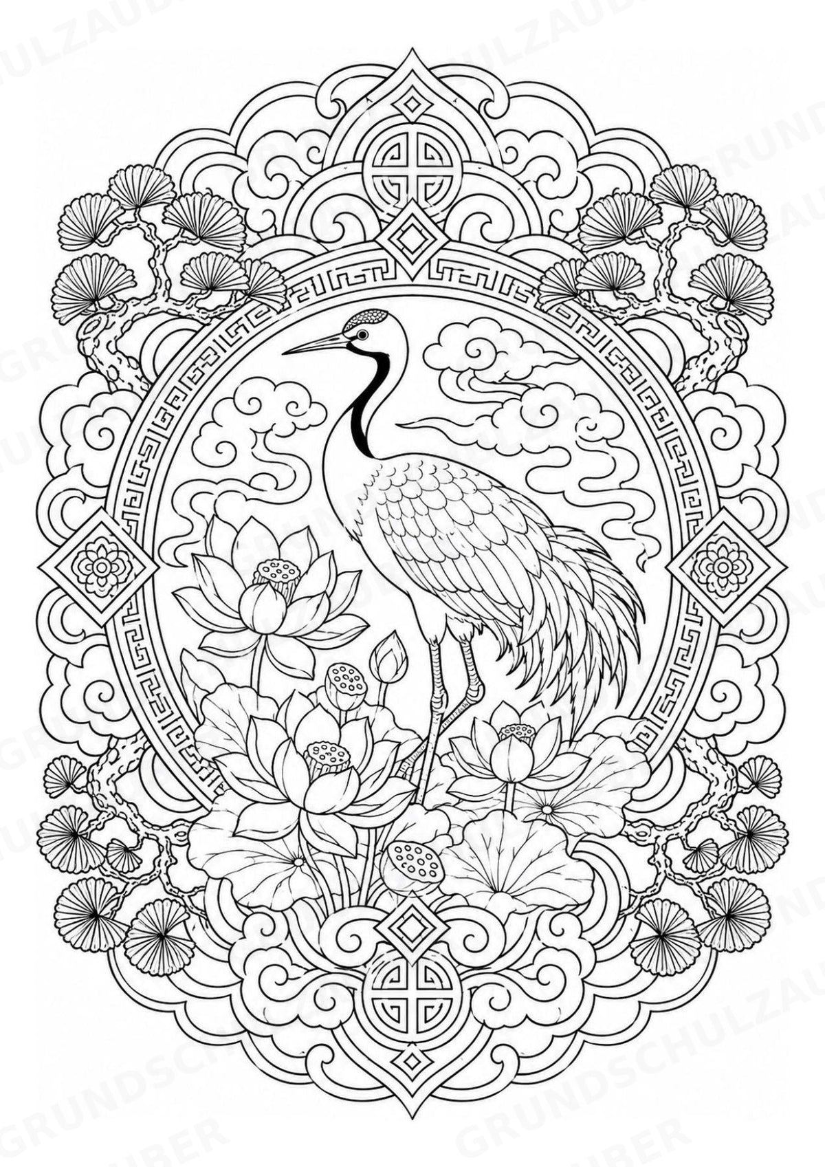 China Mandalas Ausmalbilder – Länder und Kulturen – 15 Malvorlagen – Materialseite 11